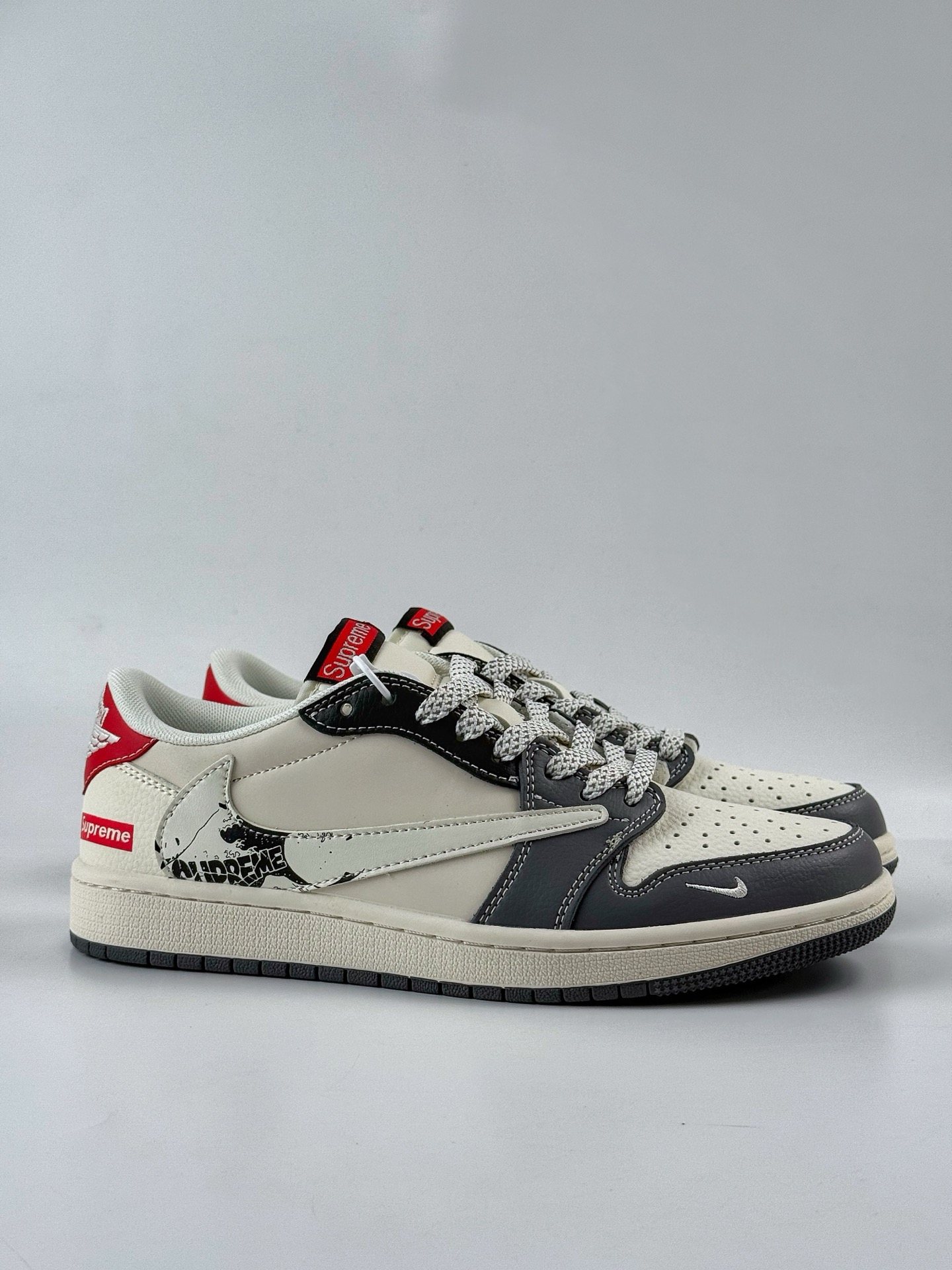 280 Travis Scott x Nike Air Jordan 1 Low x Superme Air Jordan 1 Low 反转灰白小勾满天星倒钩 QW5088-201