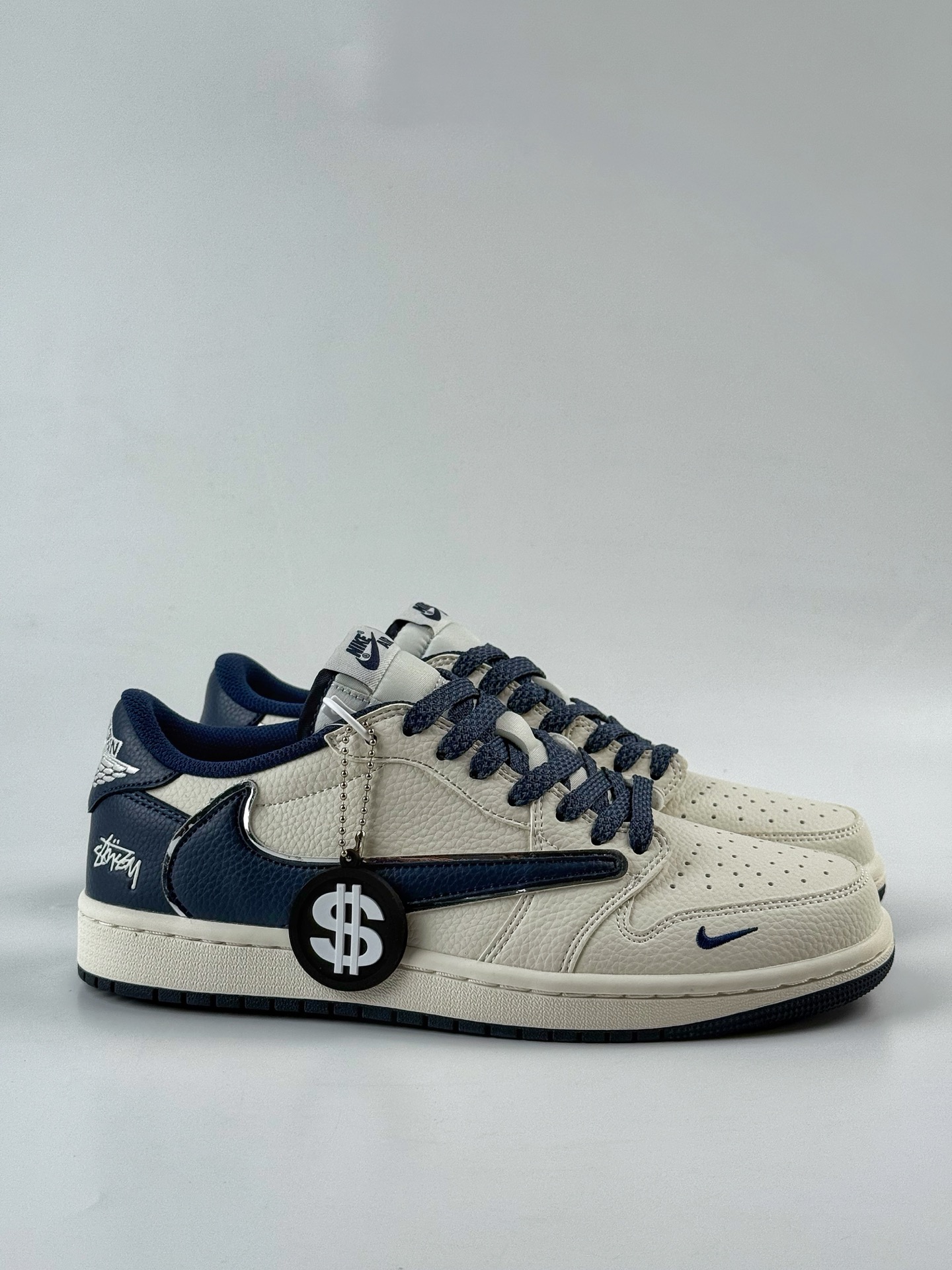 Travis Scott x Nike Air Jordan 1 Low x Stussy Air Jordan 1 Low 反转白蓝小勾满天星倒钩 ST5696-265