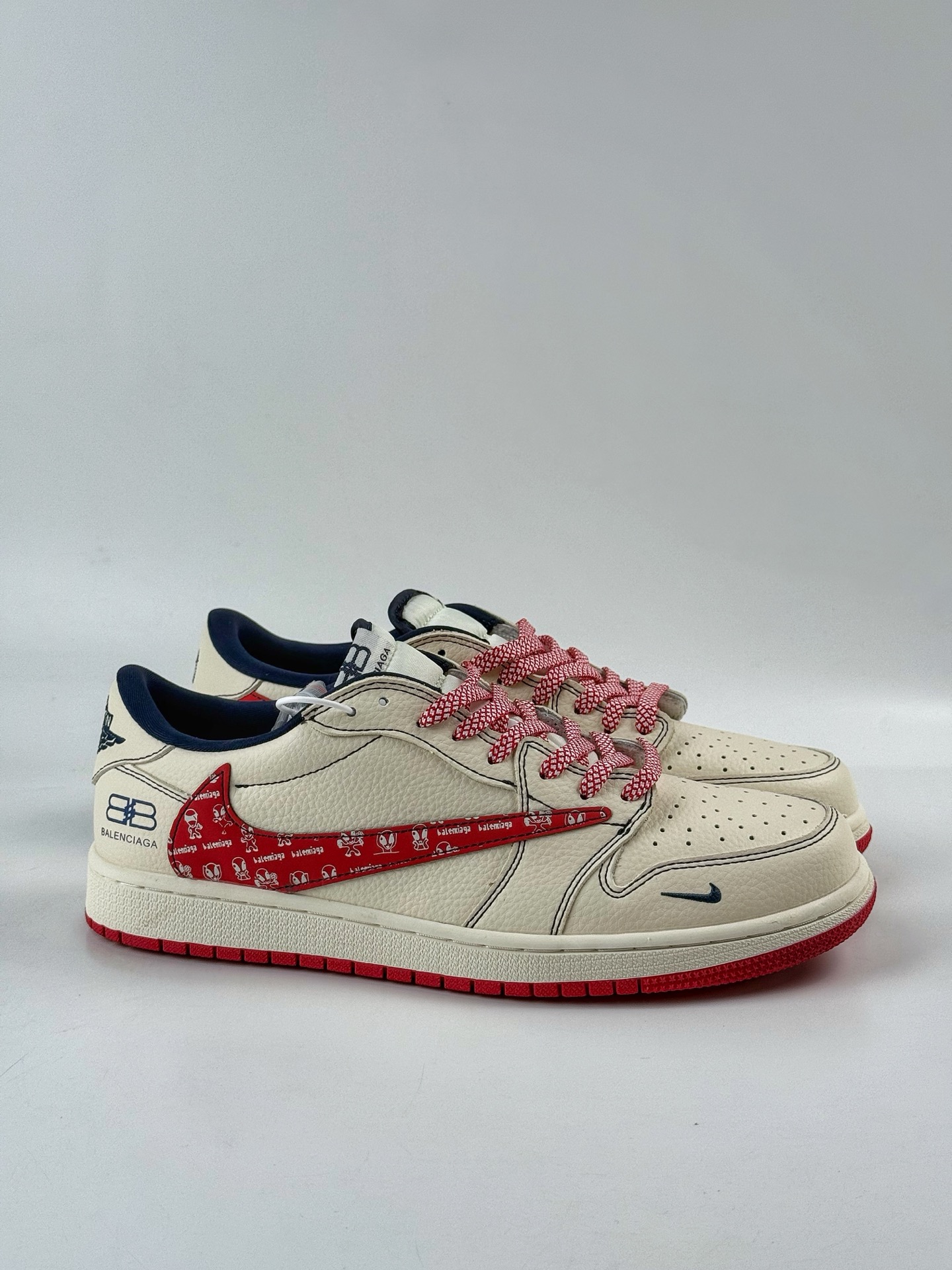 280 Travis Scott x Nike Air Jordan 1 Low x Balenciaga Air Jordan 1 Low 反转白红小勾满天星倒钩 DS2025-001