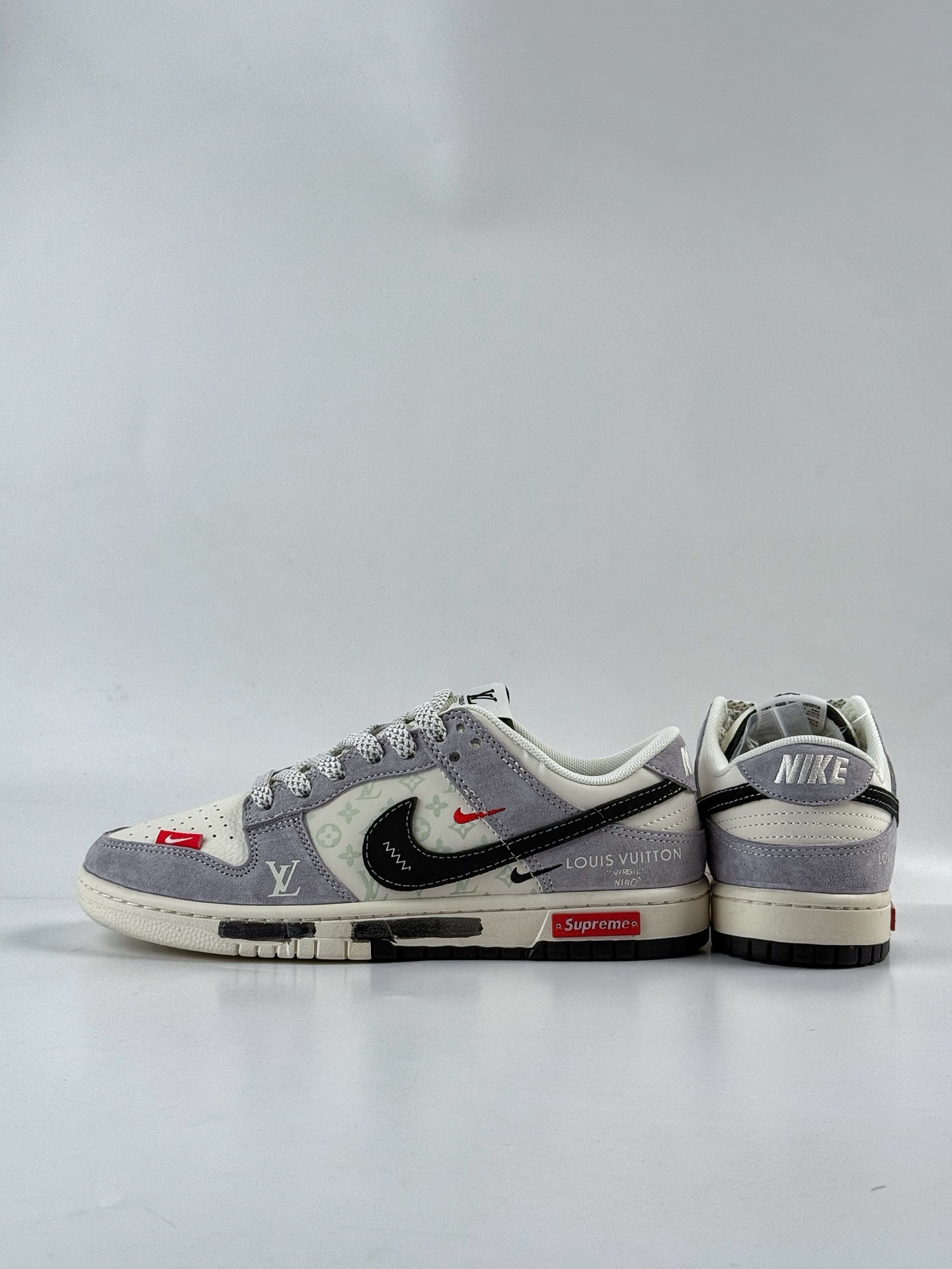 280 Nike SB Dunk Low x Louis Vuitton x Superme 灰白黑双小勾满天星 CX5050-Y18