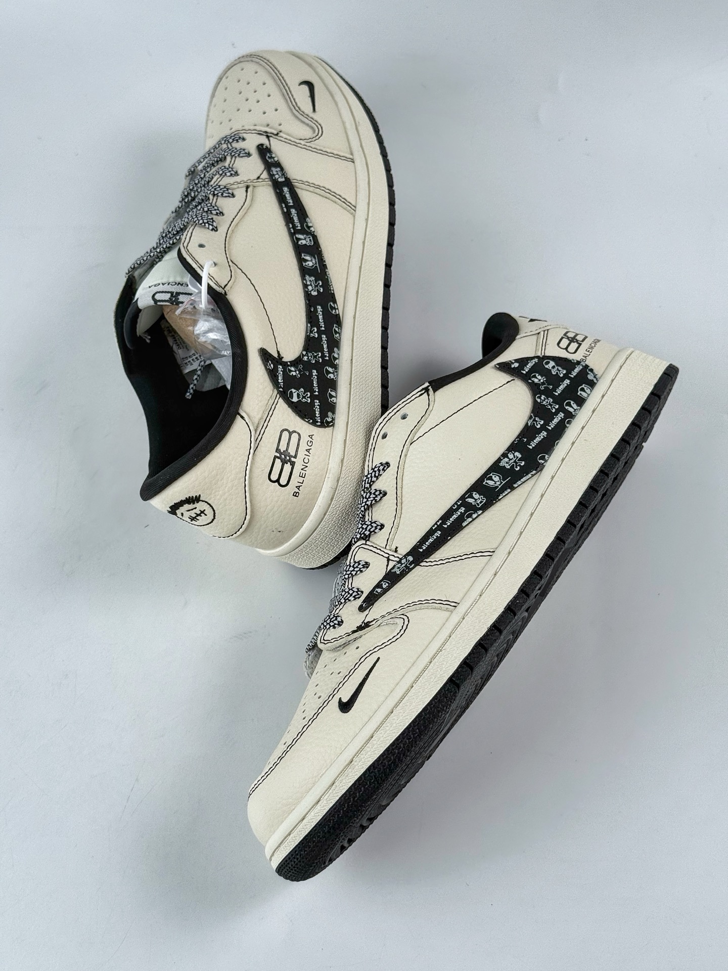 280 Travis Scott x Nike Air Jordan 1 Low x Balenciaga Air Jordan 1 Low 反转米黑小勾满天星倒钩 DS2025-002