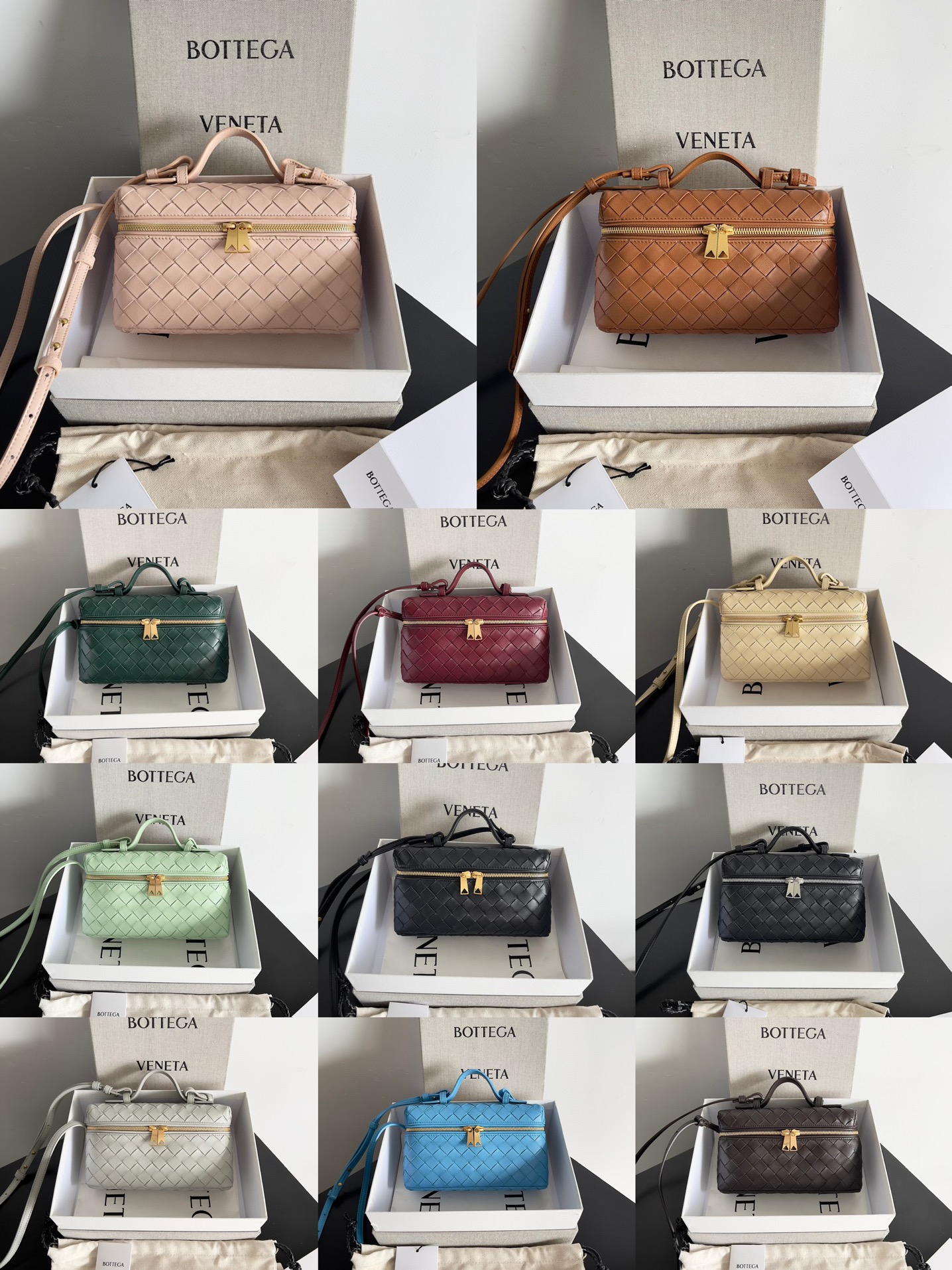 Bottega Veneta 24 spring and summer woven zipper BV crossbody bag, a crossbody bag that can be used as a cosmetic bag, Italian lambskin hand-made