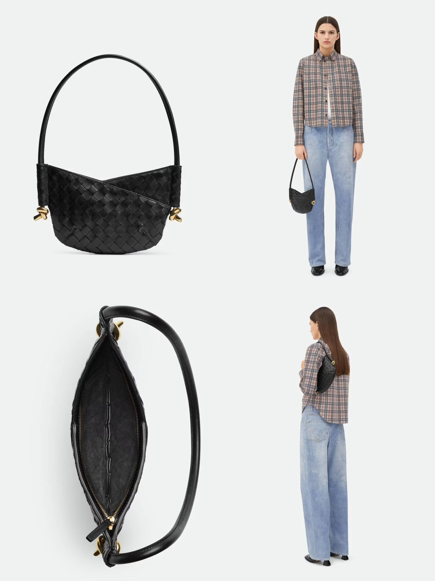 Bottega Veneta Official website picture Italian calfskin hand-woven BV Mini Solstce's latest armpit bag, with a relaxed feel in summer. It is rea