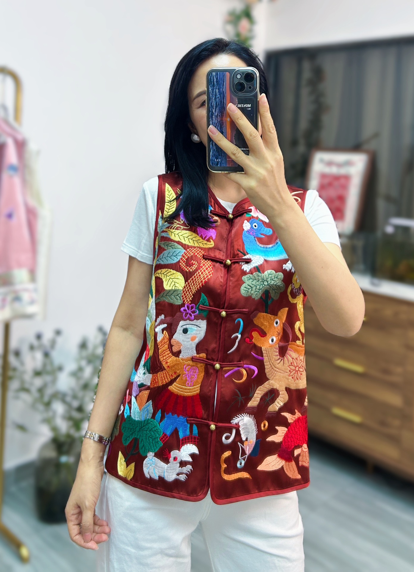 P782 HIGH QUALITY FEMALE CLOTHES PACKED DG NEW CHINESE NATIONAL WIND RETWEETING ACUPUNCTURE HORSE ARMOR - 图片 1