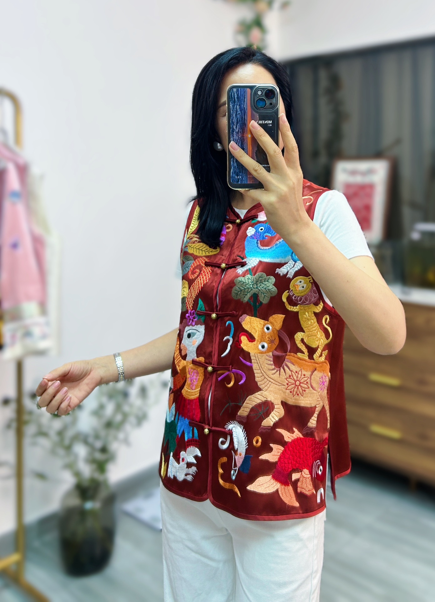 P782 HIGH QUALITY FEMALE CLOTHES PACKED DG NEW CHINESE NATIONAL WIND RETWEETING ACUPUNCTURE HORSE ARMOR - 图片 7