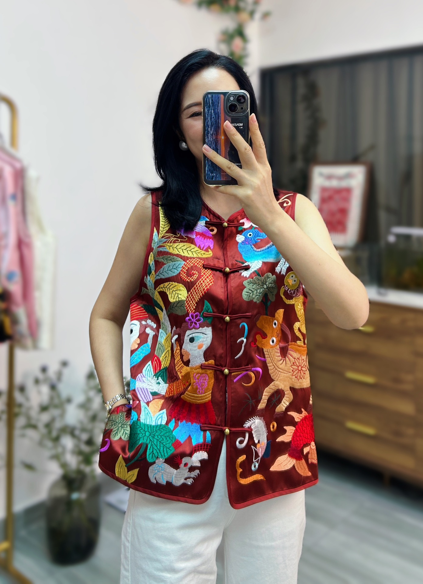 P782 HIGH QUALITY FEMALE CLOTHES PACKED DG NEW CHINESE NATIONAL WIND RETWEETING ACUPUNCTURE HORSE ARMOR - 图片 2