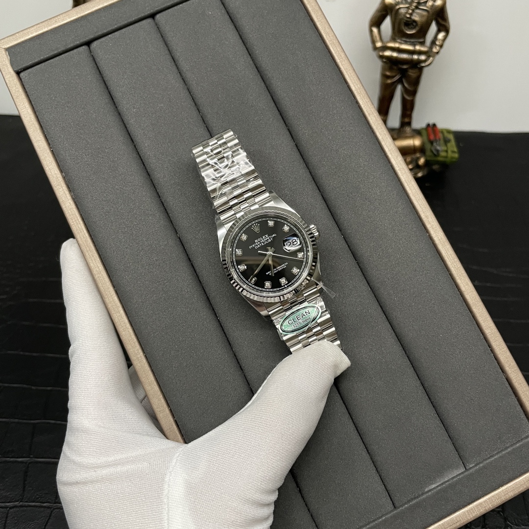 Rolex Datejust 7 gwiazdek
 Zegarek Czarny