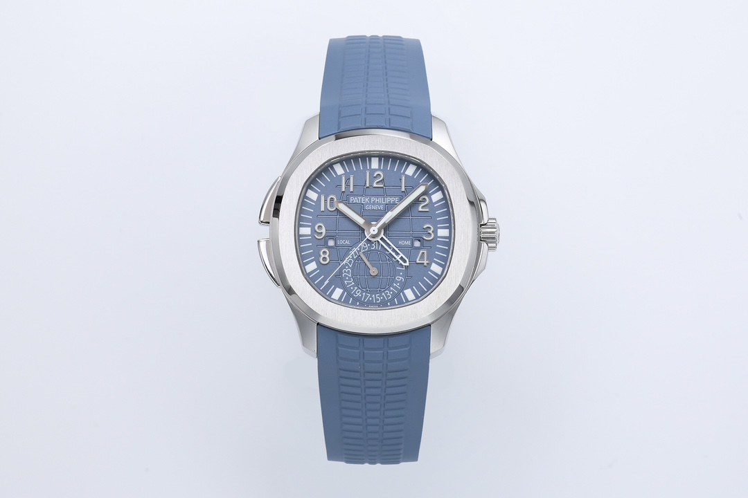 NO:586242,ZF bravely reaches the peak and successfully restores the Patek Philippe Aquanaut series 5164A-001 watch  The modern and international two-place time complication is more in line with the tastes and needs of the younger generation. [Case] 40.8MM diameter, still made of Patek Philippe's classic stainless steel. The rounded octagonal shell shape is just right. The shark fin design on the left side of the case is a button that can quickly adjust the central hollow hour hand forward and backward. This hand can be used to indicate the second hour.  Two time zone time. [Surface] Black embossed dial, metal three-dimensional numerals, covered with fluorescent coating hour markers. Square day and night windows showing 'HOME' and 'LOCAL' respectively at 3 and 9 o'clock, blue and white respectively represent night and day, and pointer-type date dial at 6 o'clock. [Movement] Successfully realized the function contained in Patek Philippe 5164A-001  SC FUS self-winding movement function, the three-hand basic movement is equipped with a dual time module. Equipped with a casual Tropical strap, it is a luxury sports watch prepared for the young generation. Produced by ZF, it must be a high-quality product, patek philippe19860909ZF勇攀高峰 成功还原百达翡丽Aquanaut系列5164A-001腕表 具现代感、国际感的两地时间复杂功能,更符合年轻世代的品味与需求【表壳】40.8MM表径,依旧采用百达翡丽经典不锈钢材质打造,圆润的八角壳型恰到好处,表壳左侧的鲨鱼鳍型设计,是可以前后快调中央镂空时针的按钮,这枚指针可以用来指示第二时区时间.【表面】黑色浮雕表盘,金属立体字块,覆荧光涂层时标.3、9点钟分别显示”HOME”与”LOCAL”的方形昼夜视窗,蓝白二色各自代表晚上与白天,6点钟位置是指针式的日期盘.【机芯】成功实现百达翡丽5164A-001内载的 SC FUS自动上链机芯功能,大三针基础机芯上搭载两地时间模组. 配有休闲气息的Tropical表带,正是为年轻世代所准备的奢华运动表. ZF出品,必属精品,,patek philippe,Watch