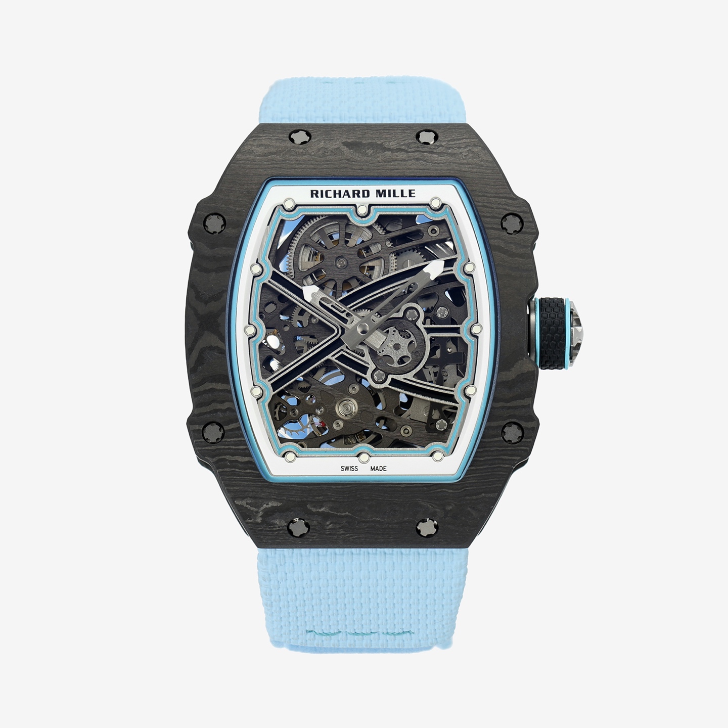 NO:882084,UMI Studio RM067-02 (Tiffany Blue) proudly debuts | Turning the 'wrist-fitting racing mechanical watch' into a moving mechanical show. The case UMI uses hundreds of layers of carbon fiber and quartz fiber, each layer is only 45 microns. The 'pattern' you see is actually the stacking track of material engineering. Movement Customized CRMA7  The self-winding hollow movement restores the original craftsmanship to the maximum extent, so that the escape wheel can actually move at the seven o'clock position, and the mechanical feeling is explosive. Mirror The mirror uses high-transparency sapphire crystal glass. The focus is not on 'brightness', but on transparency + reflective control. Viewed from different angles, the surface layer is still clean and clear, and the overall look and feel is more like the original. Technical Points/Ultimate Selling Point The gears at the seven o'clock position are truly linked (the escape wheel is truly moving). This is what makes RM067  The 'ceiling gap' of many watches is only 'like moving', UMI makes a real escapement wheel structure, the gear linkage at the seven o'clock position is part of the mechanical transmission chain - you see it moving, not decoration, but the movement of the movement. Quality inspection UMI Each watch has passed the 2 ATM waterproof test to ensure that daily life is waterproof. Produced by UMI - the moment you get it, you are not wearing a watch - you are wearing a moving piece of engineering art.,,tiffany19860909UMI 工作室 RM067-02（Tiffany蒂芙尼蓝色）傲然登场｜把“贴腕竞速机械腕表”做成一场会动的机械秀 表壳 UMI 采用数百层碳纤维与石英纤维交错叠加,每层仅 45 微米,你看到的“花纹”,其实是材料工程的层叠轨迹. 机芯 定制级 CRMA7 自动上链镂空机芯,最大限度还原正品的工艺,做到七点位置真实擒纵轮能动,机械感觉爆炸 镜面 镜面采用高通透蓝宝石水晶玻璃,重点不是“亮”,而是通透 + 反光控制.从不同角度看,盘面层次依旧干净清晰,整体观感更像原装”. 技术要点 / 终极卖点 七点位置齿轮真实联动（擒纵轮真实在动） 这一点才是 RM067 的“天花板差距” 很多表只做“像在动”,UMI 做的是真实擒纵轮结构,七点位置的齿轮联动是机械传动链的一部分——你看到它动,不是装饰,而是机芯在运作. 质检UMI 每一只腕表前均通过 2 ATM 防水测试,确保日常生活防水无忧. UMI 出品—上手那一刻,你不是在戴表——你是在戴一台会动的工程艺术.,,tiffany,Watch
