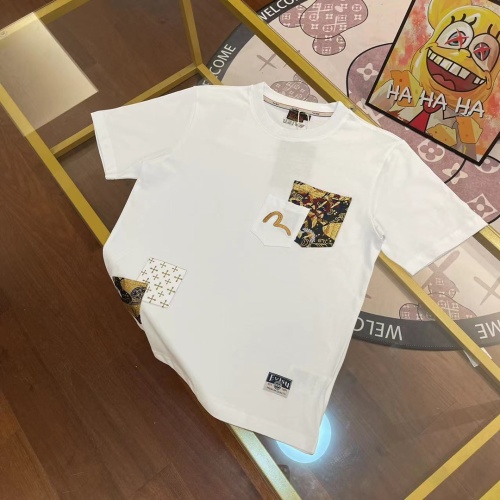 EVISU 2024 Men's Seagull Embroidery Pocket Brocade Letter T-Shirt Short Sleeve 1 EVISU 2024 Men's Seagull Embroidery Pocket Brocade Letter T-Shirt Short Sleeve