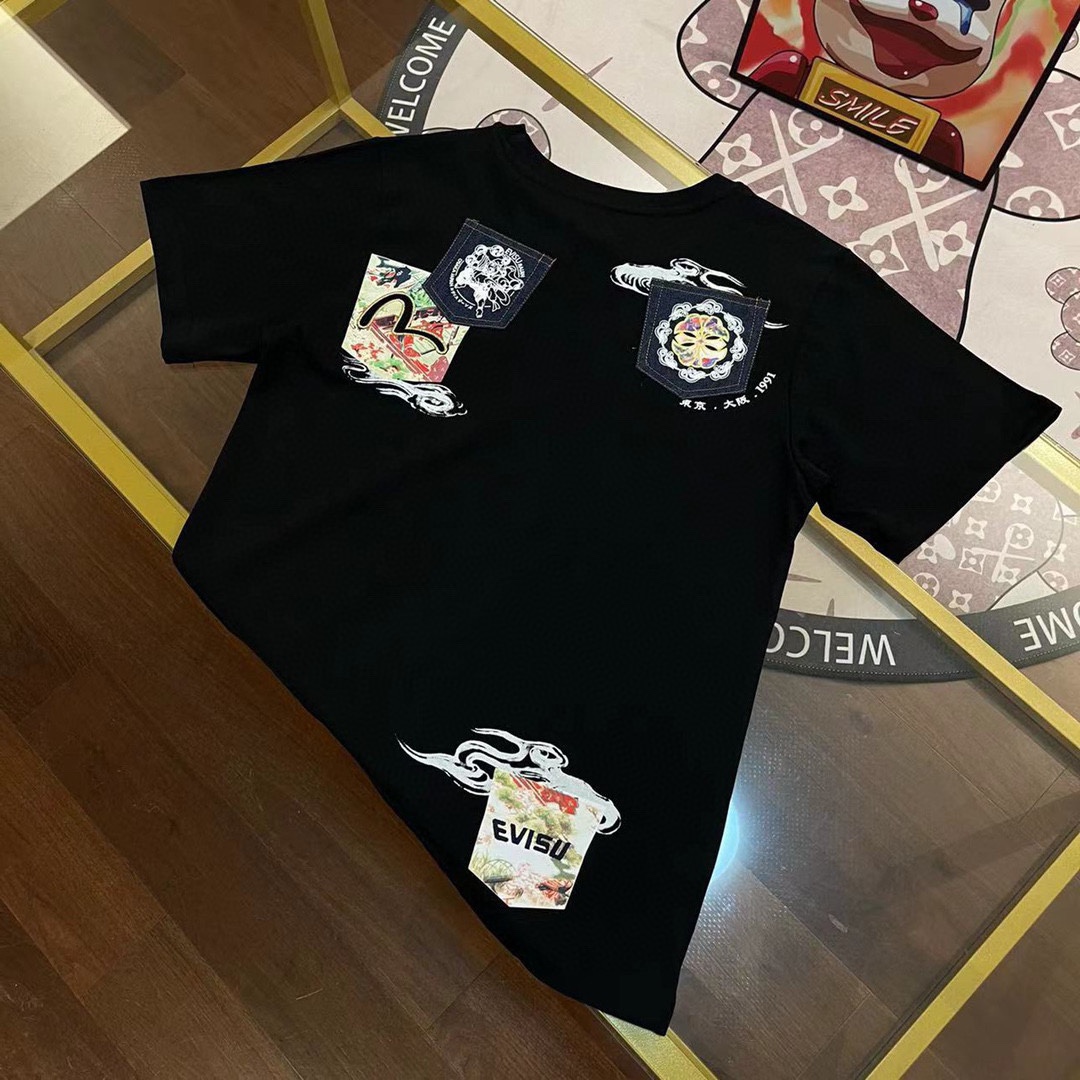 Todas las tallas disponibles: EV Afu 24SS camiseta de manga corta ancha para hombre con bordado de gaviota y múltiples …