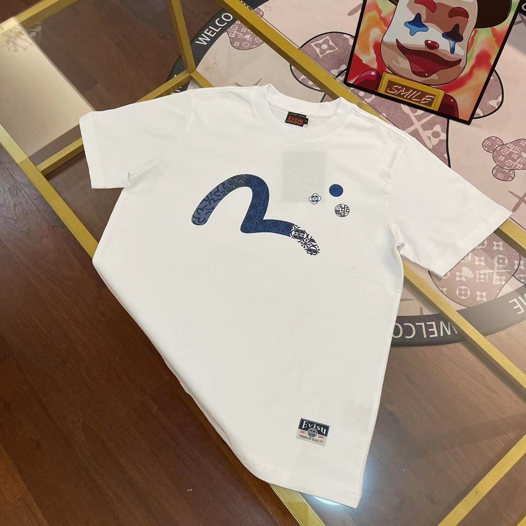 Nuevo, EVISU Fukujin 2024 nueva camiseta de manga corta para hombre con letras y gaviotas. Colores: blanco. Tallas: S-X…