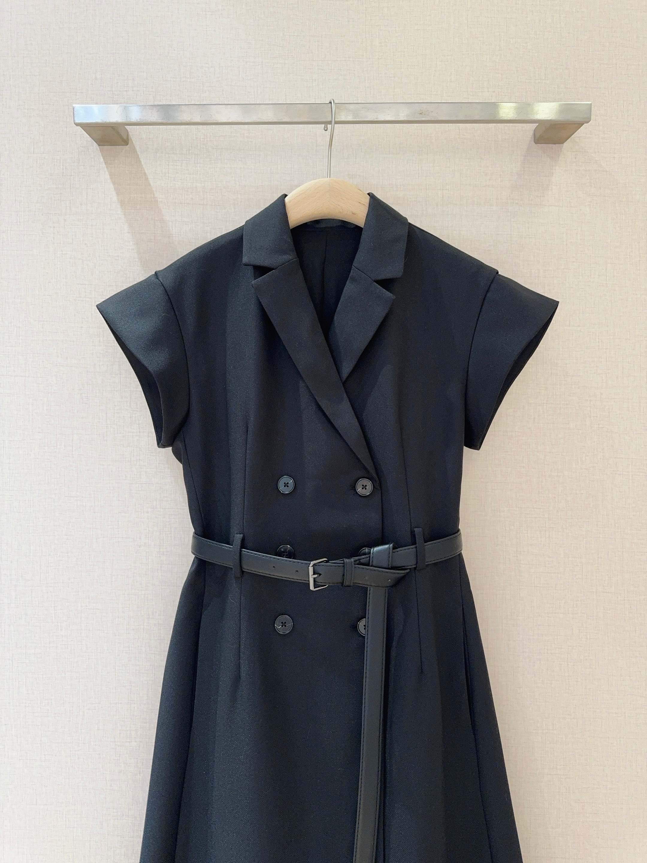 Elegant Dior-Inspired Black Mini Dress with Belt and Blazer Details - S to XL 3 a1748252085593 2768