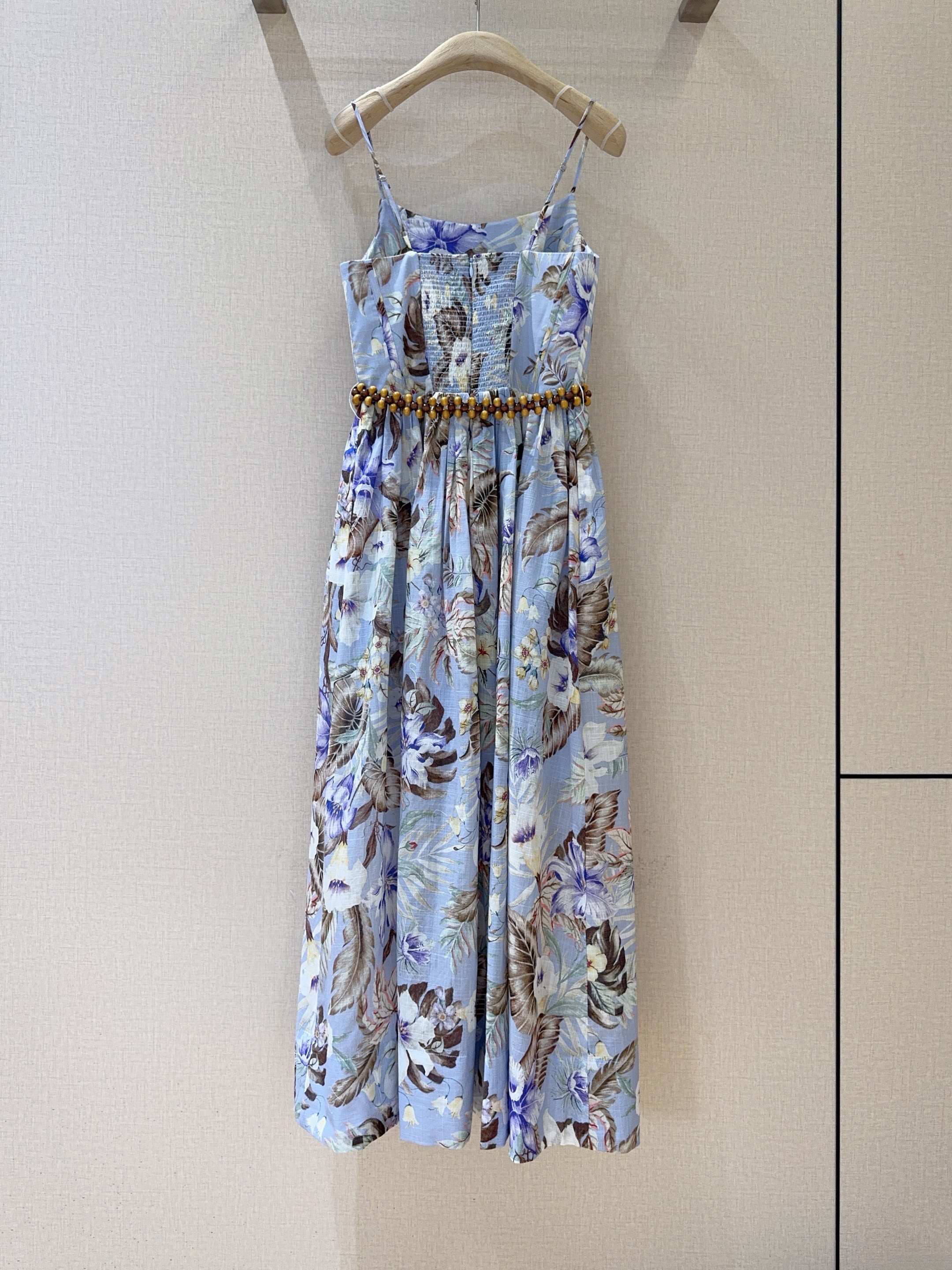 Floral Print Cotton Midi Sundress with Corset Bodice and Detachable Belt 5 a1750059134536 3545