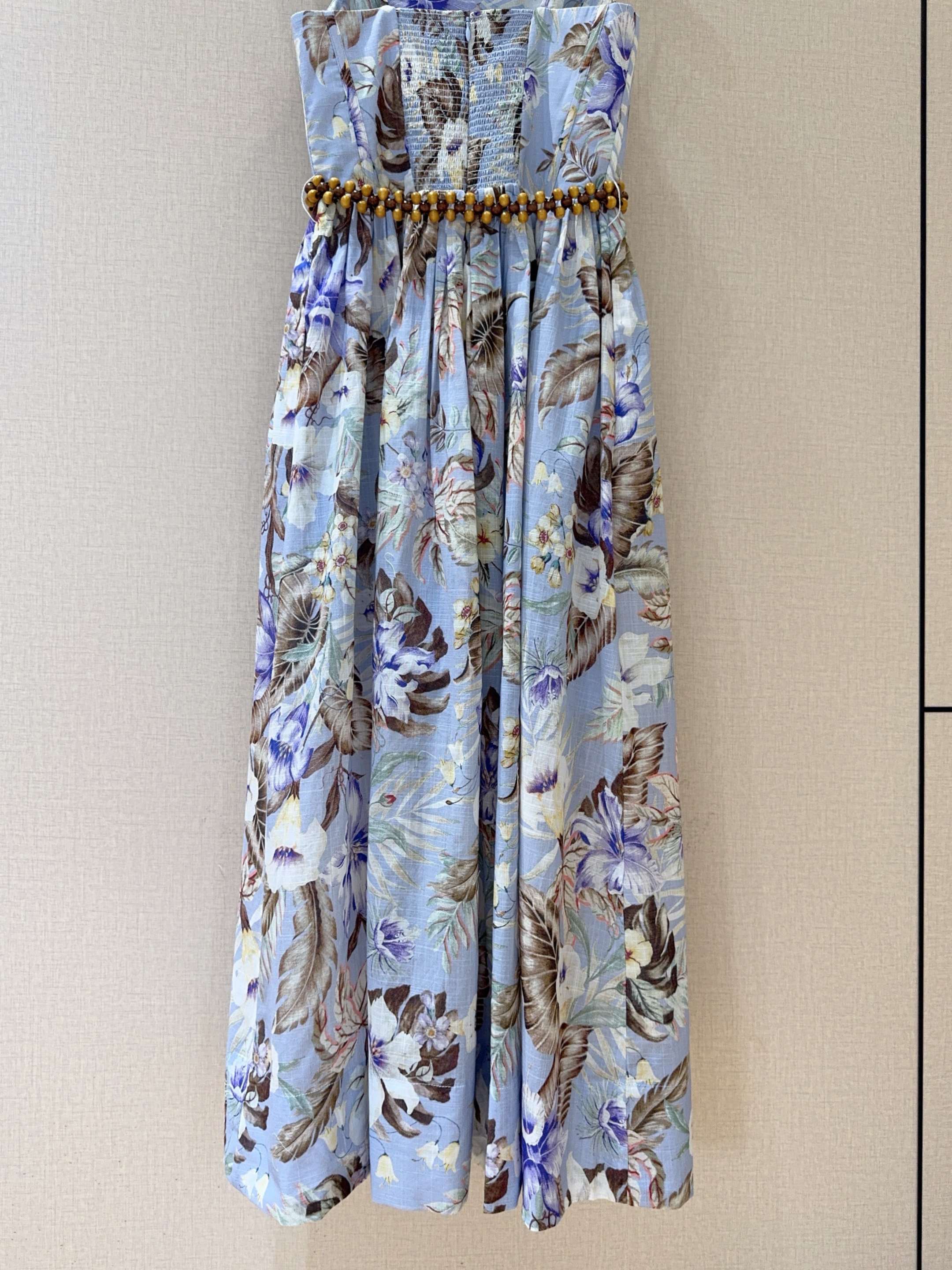 Floral Print Cotton Midi Sundress with Corset Bodice and Detachable Belt 7 a1750059184832 5263