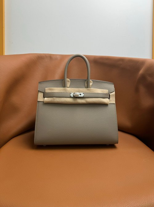 Elegant Birkin Style Epsom Leather Handbag with Hand-Stitched Detailing 1 Elegant Birkin Style Epsom Leather Handbag with Hand-Stitched Detailing