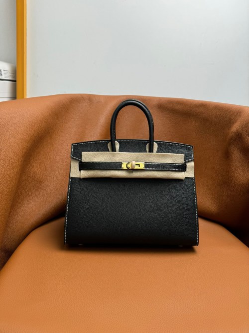 BK Sellier Birkin 25/30cm Epsom Leather Handbag with Gold/Silver Hardware 1 BK Sellier Birkin 25/30cm Epsom Leather Handbag with Gold/Silver Hardware