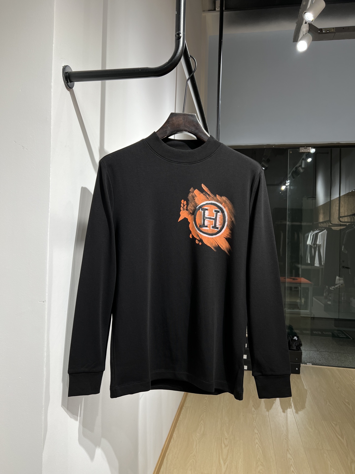 Buy 1:1
 Hermes Clothing T-Shirt Black Printing Unisex Cotton Knitted Knitting Fall/Winter Collection Vintage Long Sleeve