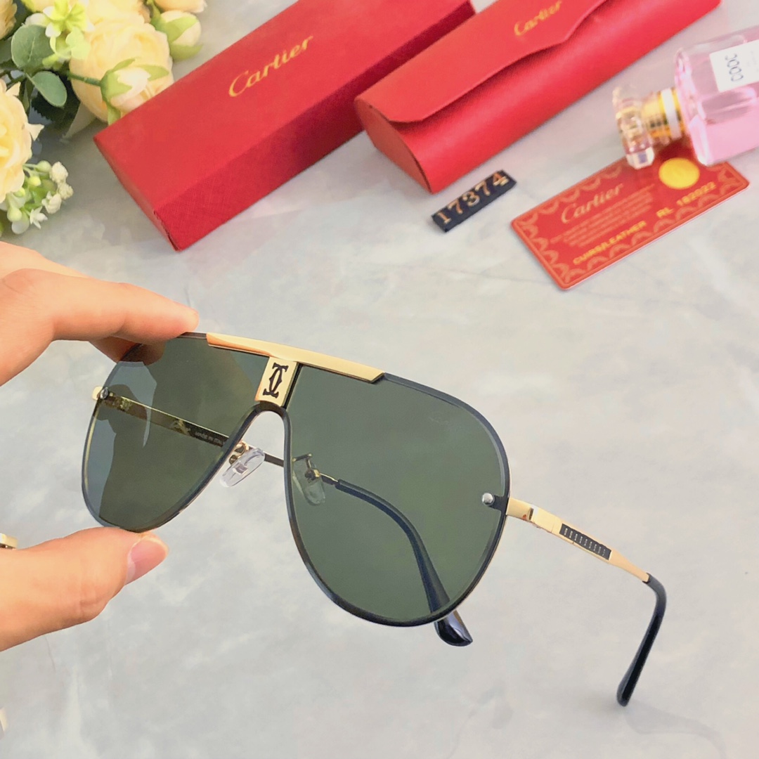 Cartier新款一体无框太阳镜个性镜框墨镜欧美潮流帅气开车眼镜