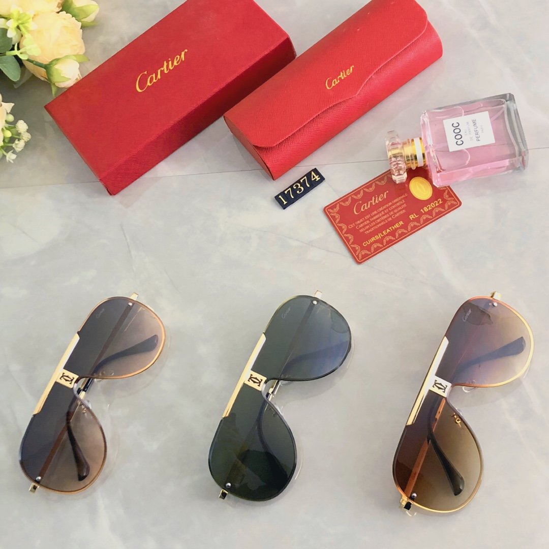 Cartier新款一体无框太阳镜个性镜框墨镜欧美潮流帅气开车眼镜