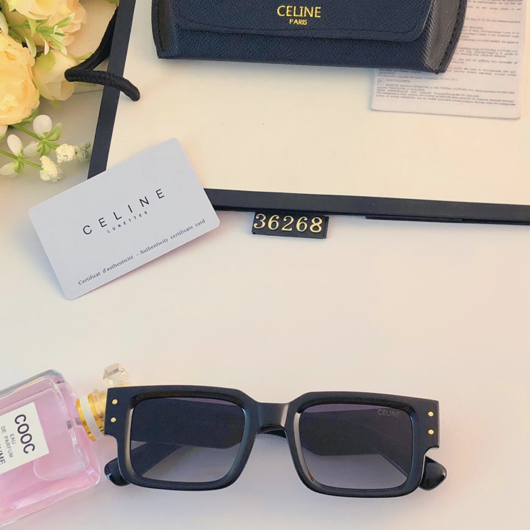 Celine北欧风格方形粗框墨镜UV400防紫外线辐射可配近视小众潮流太阳眼镜