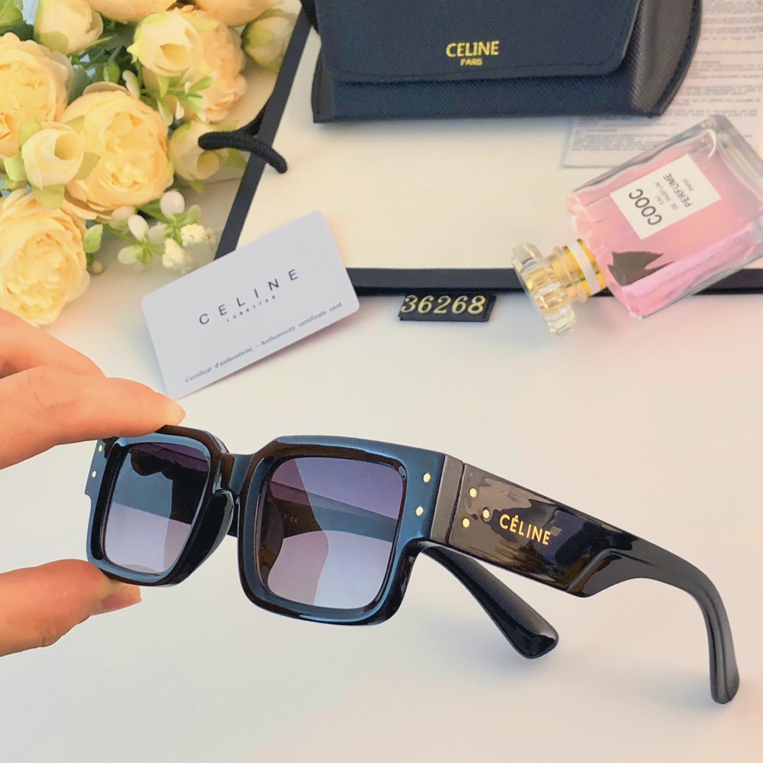Celine北欧风格方形粗框墨镜UV400防紫外线辐射可配近视小众潮流太阳眼镜