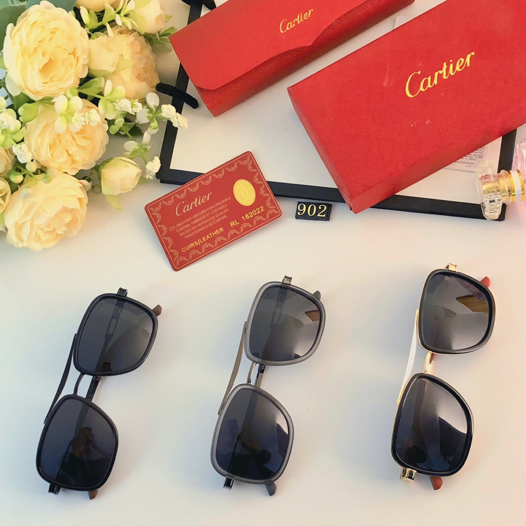 Cartier男款方框偏光太阳镜超轻墨镜金属框驾驶遮阳防紫外线