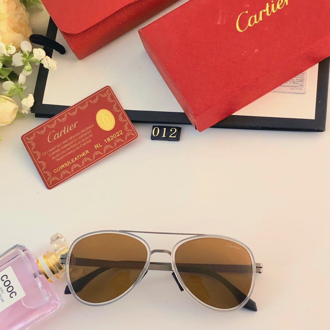 Cartier男士新款钢皮高清偏光太阳镜飞行员墨镜金属双梁防紫外线蛤蟆镜驾驶镜