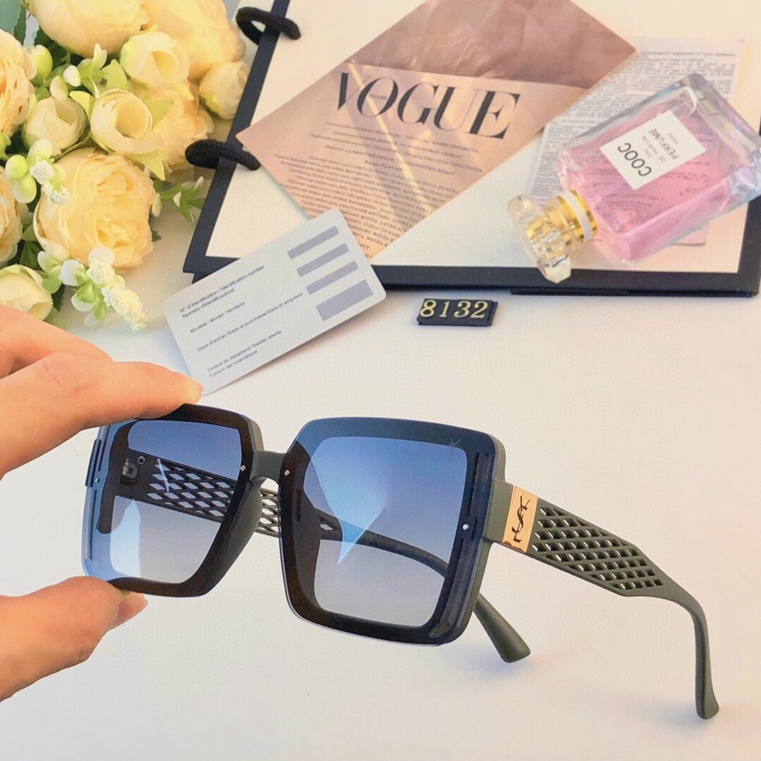 Ysl2024新款时尚太阳眼镜复古潮流方框墨镜ins防紫外线显瘦眼镜