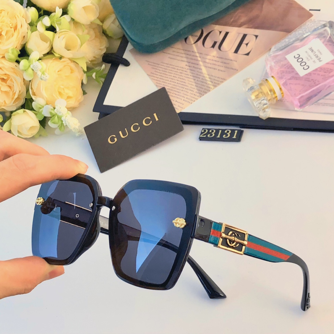 Gucc*新款潮流方框墨镜女高级个性防紫外线时尚太阳镜