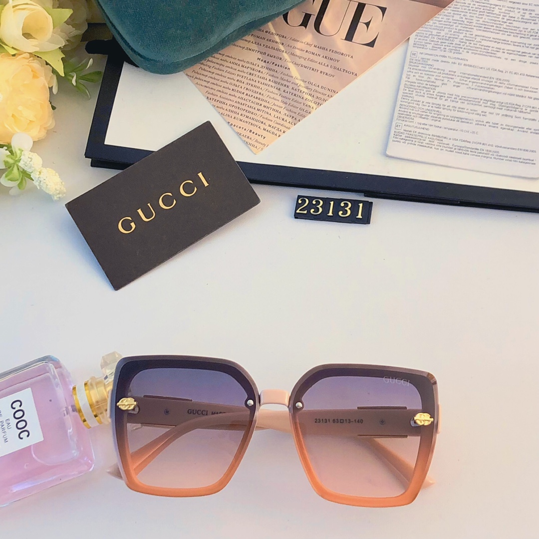 Gucc*新款潮流方框墨镜女高级个性防紫外线时尚太阳镜