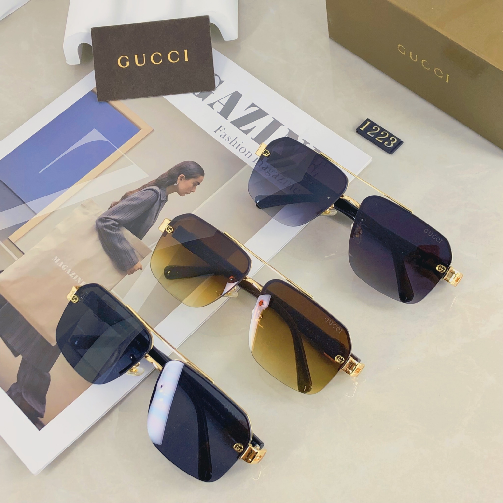 🔥🔥Gucc*新款太阳镜 时尚潮流休闲墨镜 驾驶出游太阳眼镜