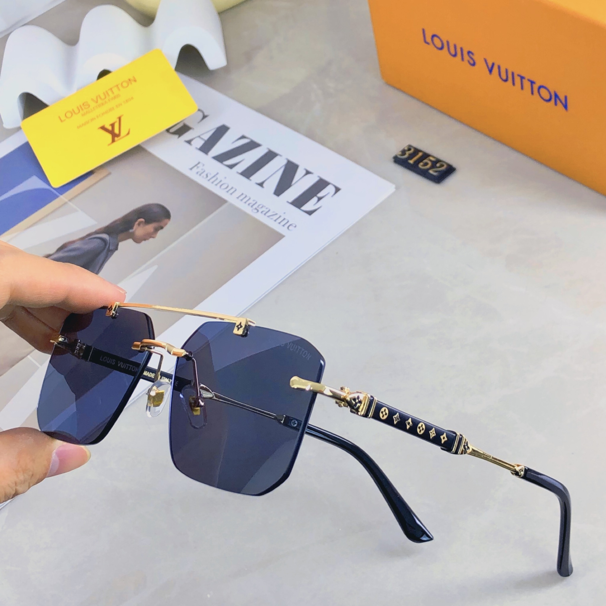 。。Louis vuitton百搭墨镜2025太阳镜拍防高级欧美强光时尚新款无框金属