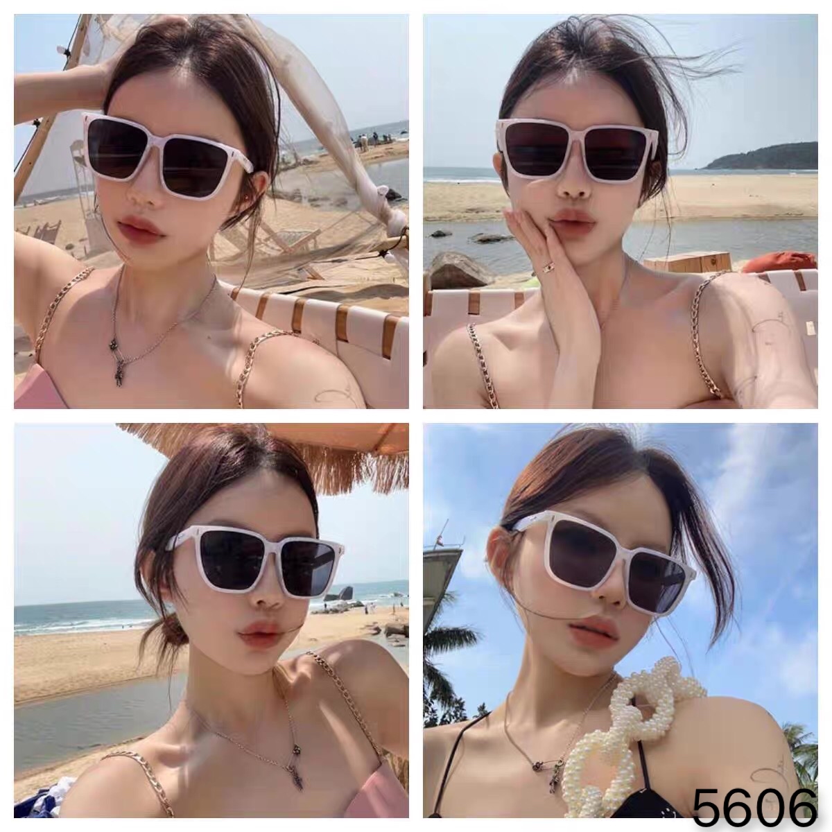 。。Gucc*新款墨镜女高级感复古方框眼镜防紫外线太阳镜圆脸显瘦