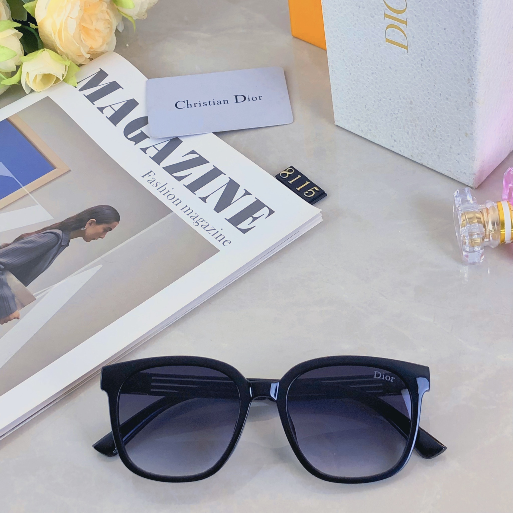 。。DIO*2025网红ins小红书墨镜女防紫外线个性街拍复古橘色太阳眼镜韩版