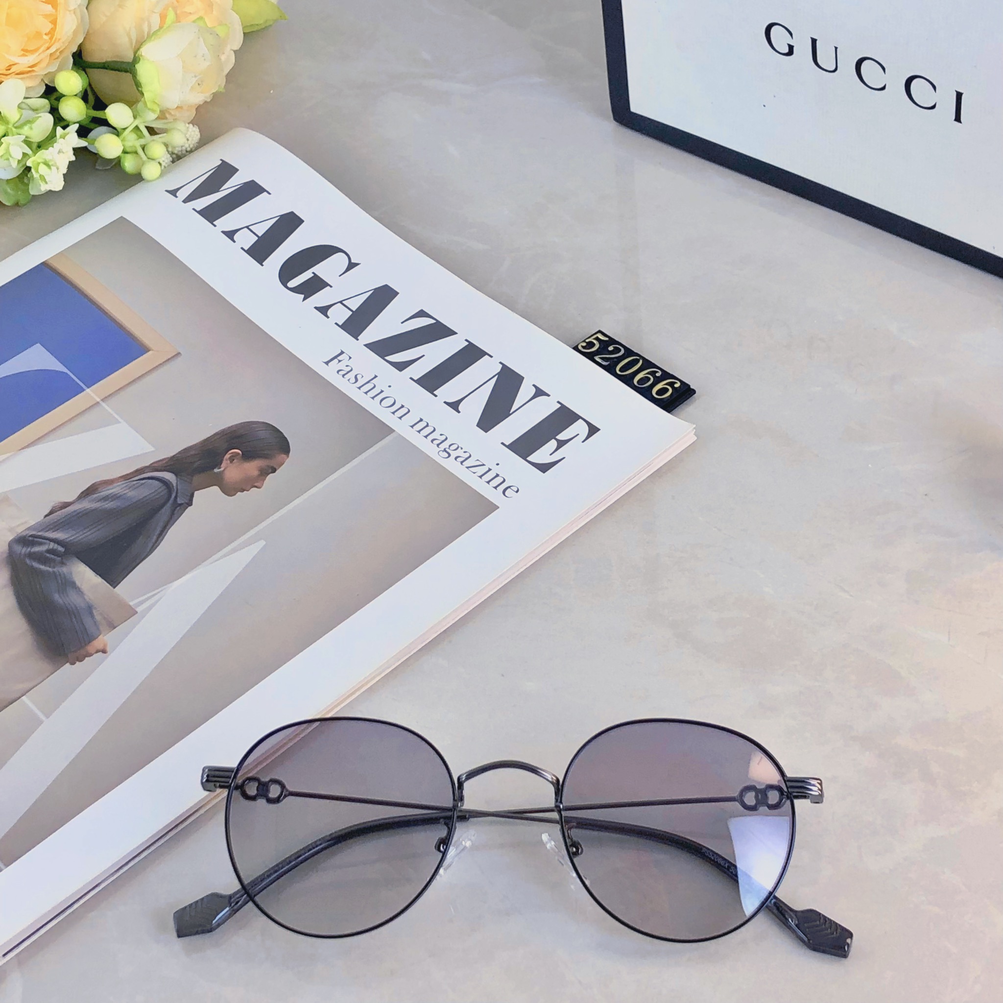。。GUCC*新款轻盈圆形金属框偏光太阳镜防紫外线高级感遮阳户外墨镜