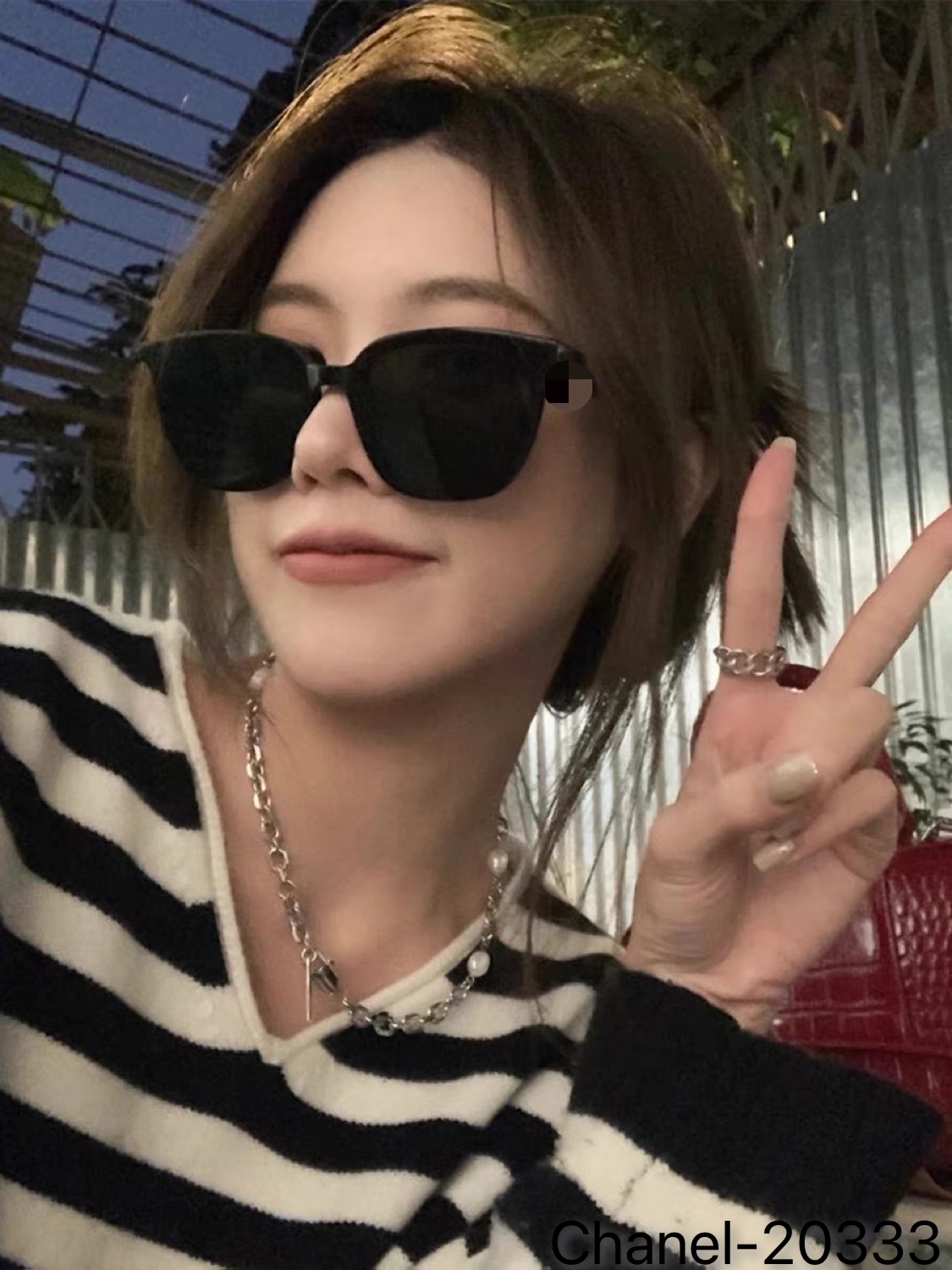 。。Chane*韩版潮女圆脸墨镜欧美街拍网红黑色太阳镜高级感复古男