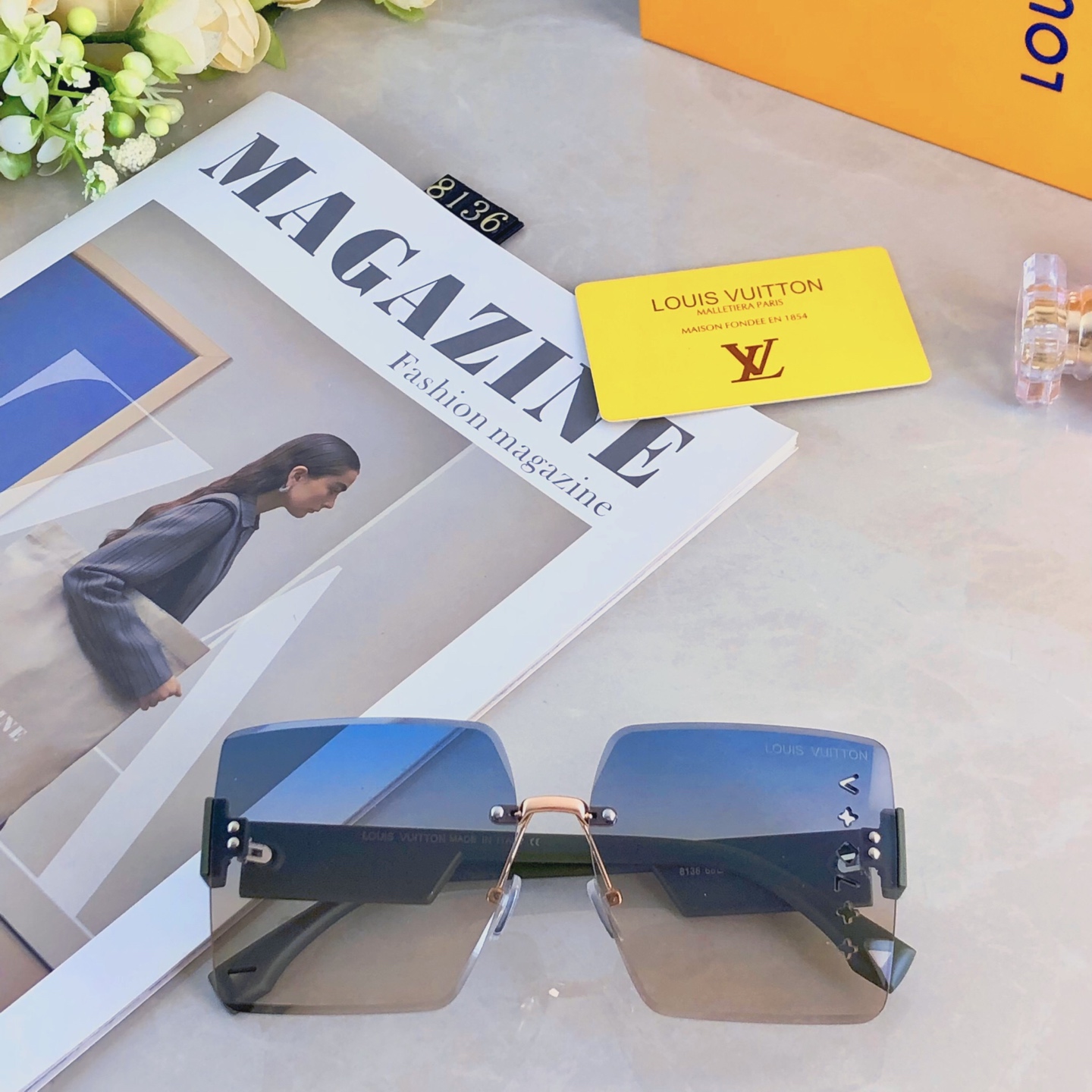 。。Louis vuitto*时尚墨镜女士高级感ins尼龙太阳镜厚边方形大脸显瘦开车眼镜防晒