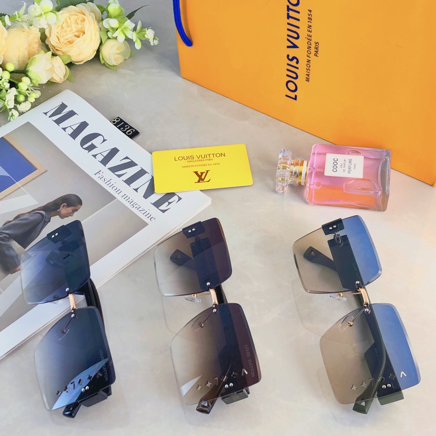 。。Louis vuitto*时尚墨镜女士高级感ins尼龙太阳镜厚边方形大脸显瘦开车眼镜防晒