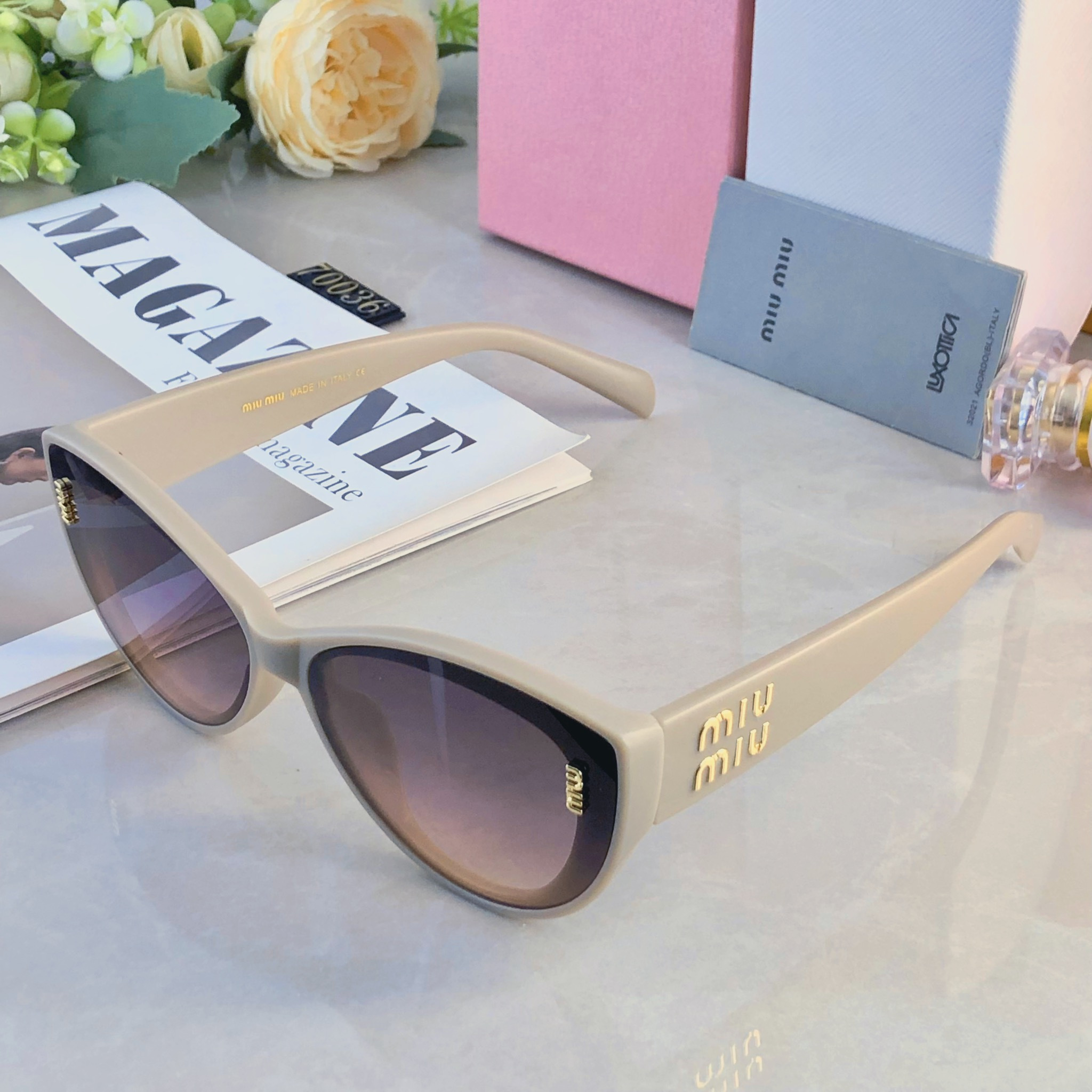 。。miumi*明星同款复古猫眼太阳镜女款高级感ins街拍防晒墨镜宽腿