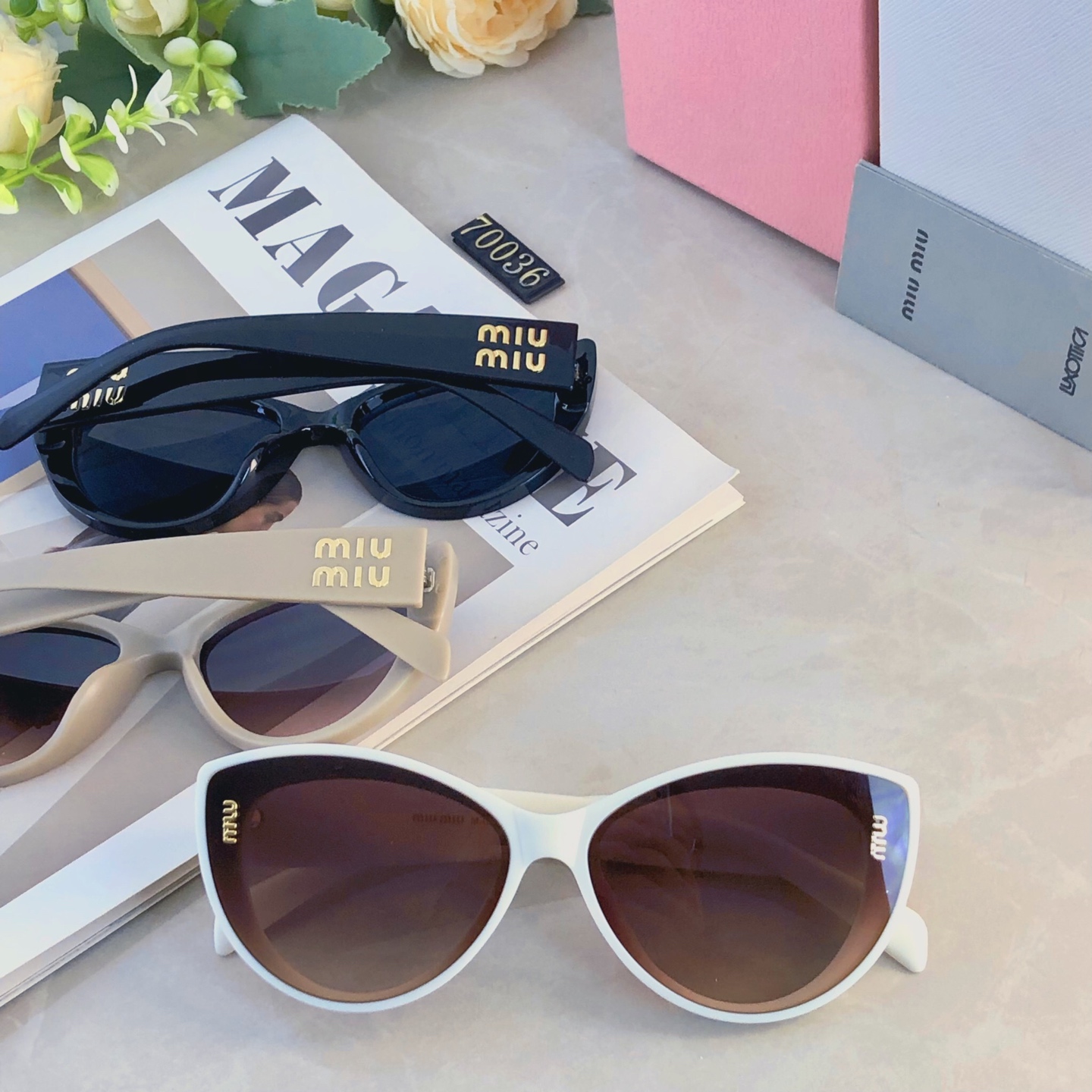 。。miumi*明星同款复古猫眼太阳镜女款高级感ins街拍防晒墨镜宽腿