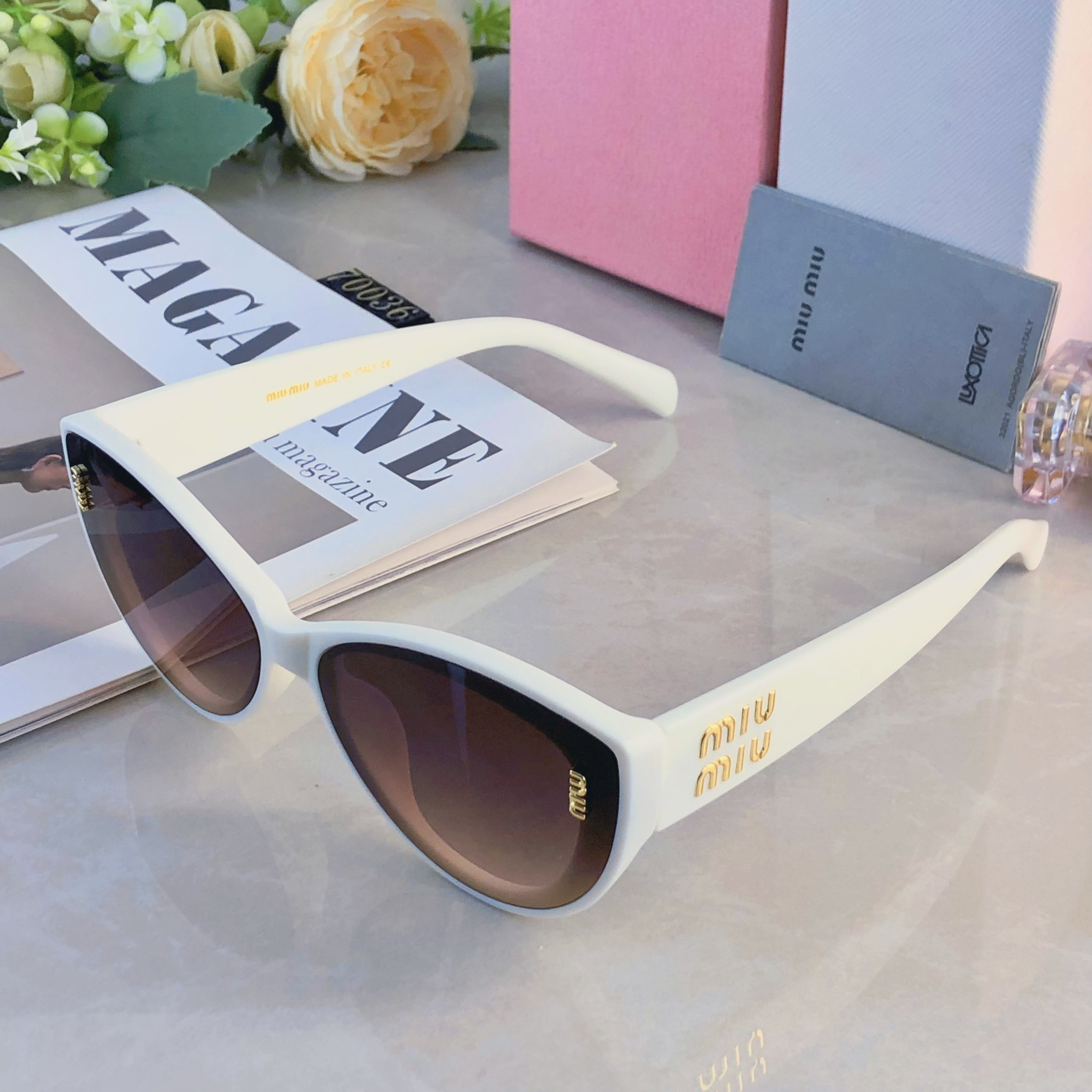 。。miumi*明星同款复古猫眼太阳镜女款高级感ins街拍防晒墨镜宽腿