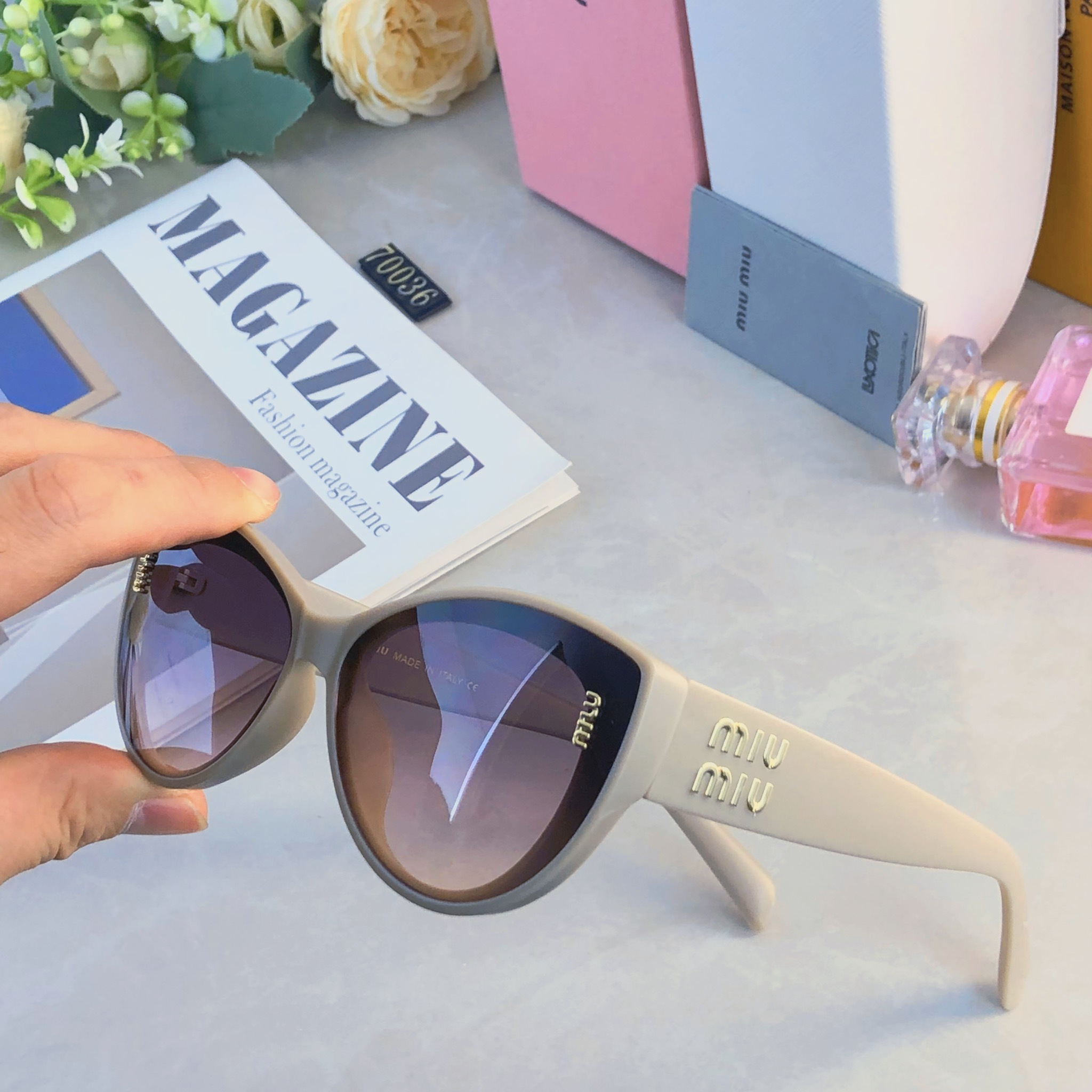 。。miumi*明星同款复古猫眼太阳镜女款高级感ins街拍防晒墨镜宽腿
