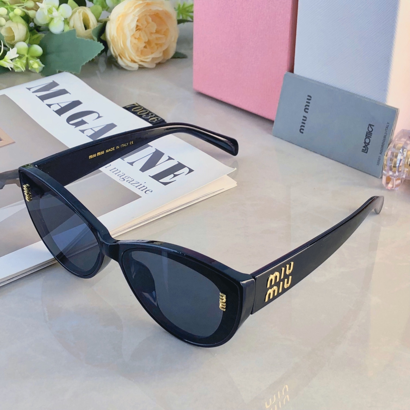 。。miumi*明星同款复古猫眼太阳镜女款高级感ins街拍防晒墨镜宽腿