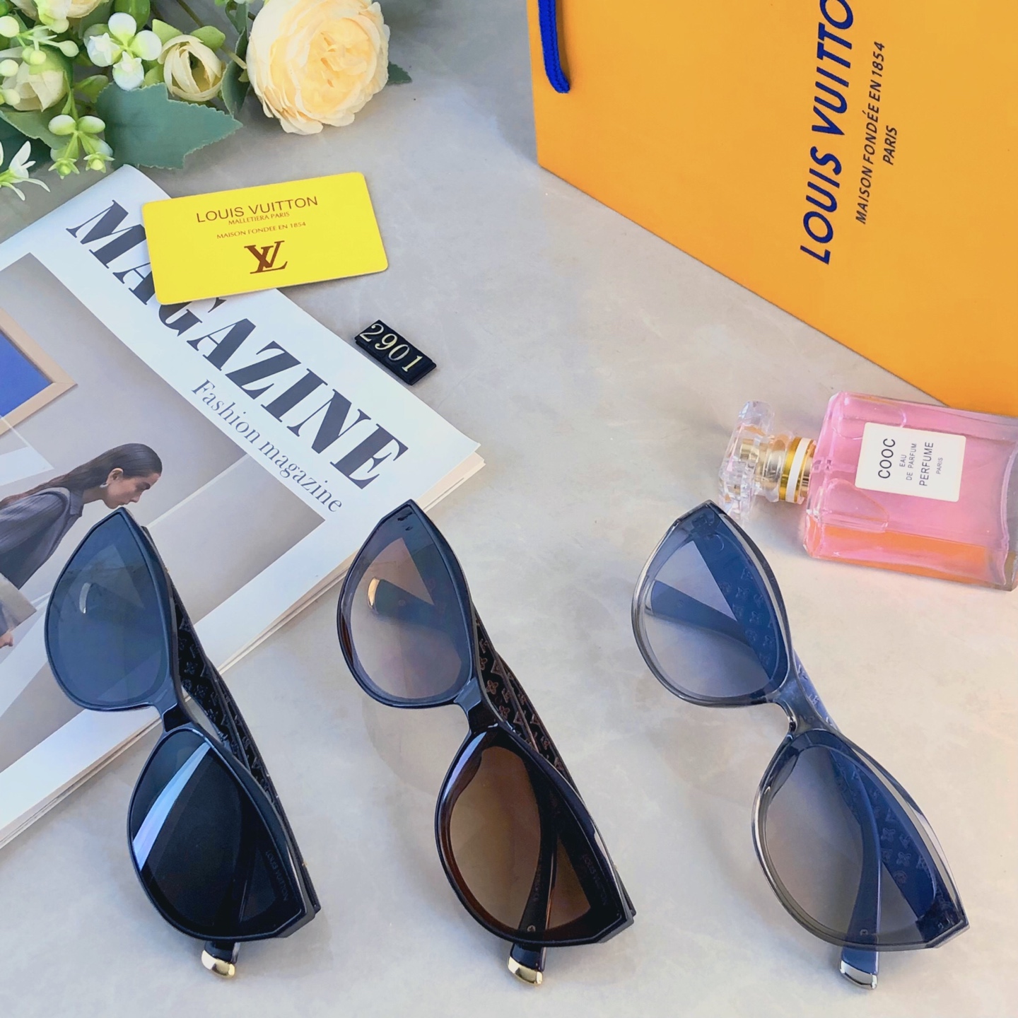 。。Louis vuitto*高级感墨镜女款2026年新款网红拍照防紫外线太阳眼镜复古猫眼显瘦