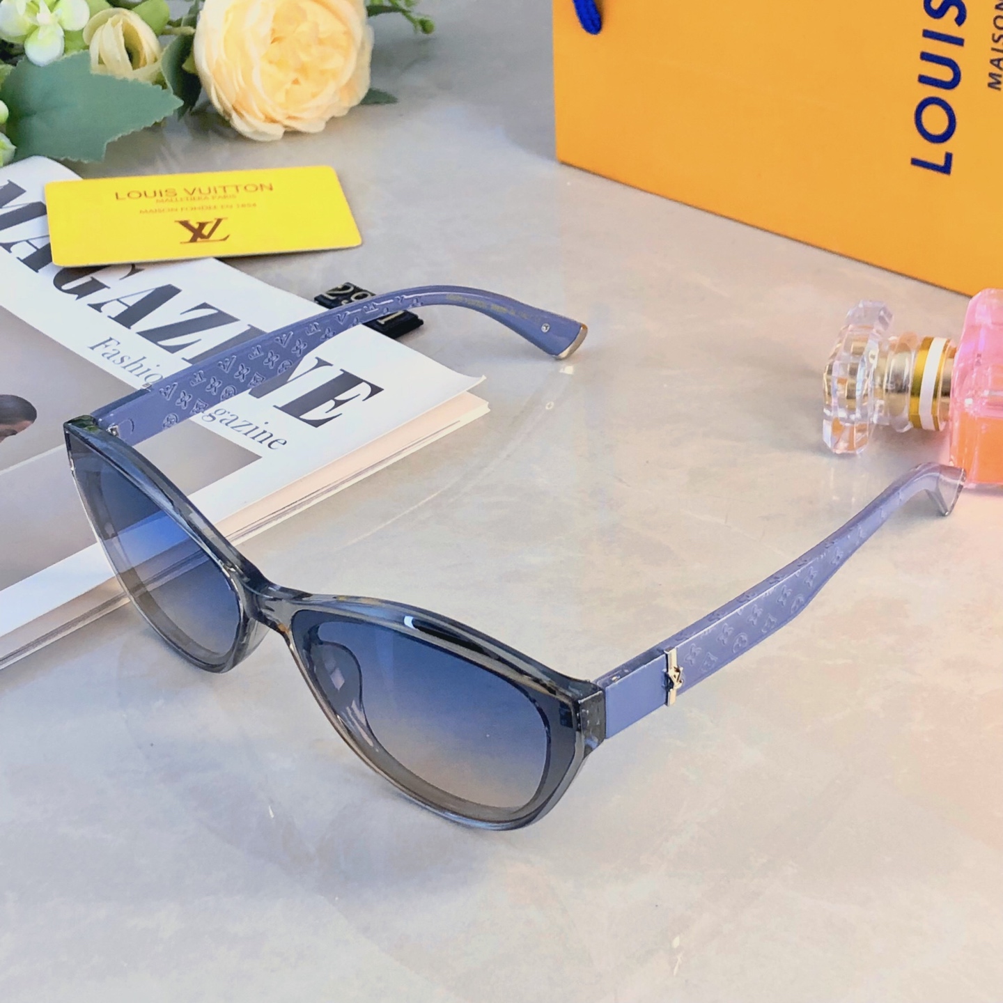 。。Louis vuitto*高级感墨镜女款2026年新款网红拍照防紫外线太阳眼镜复古猫眼显瘦