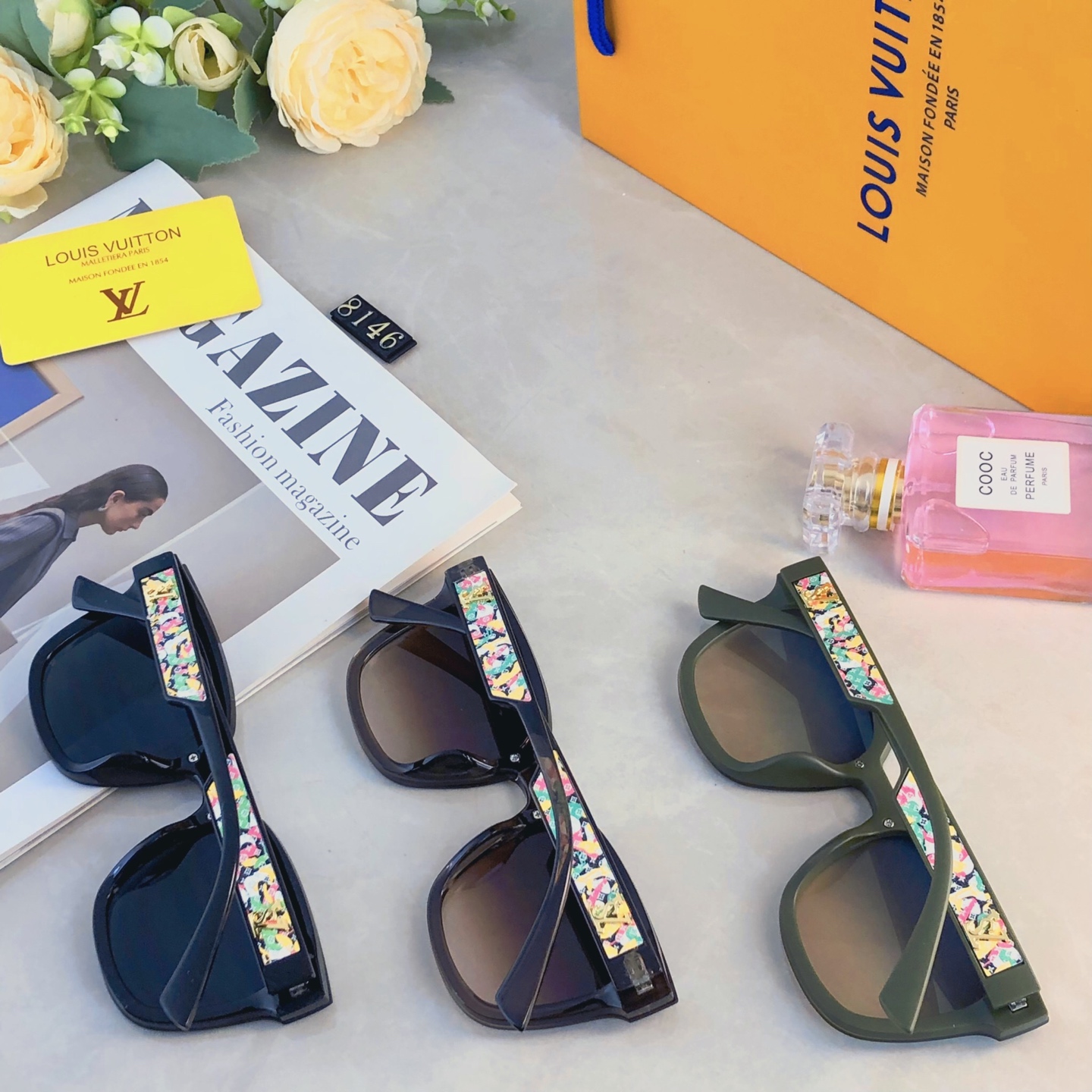 。。Louis vuitto*韩版复古墨镜女防晒高级感ins方框欧美辣妹街拍太阳眼镜