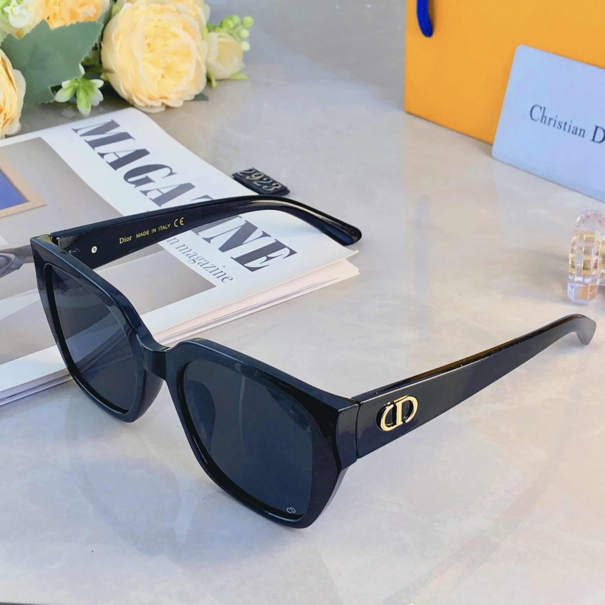 。。Dio*2026新款欧美高级感大框时髦气质太阳眼镜女潮方圆脸显瘦复古墨镜