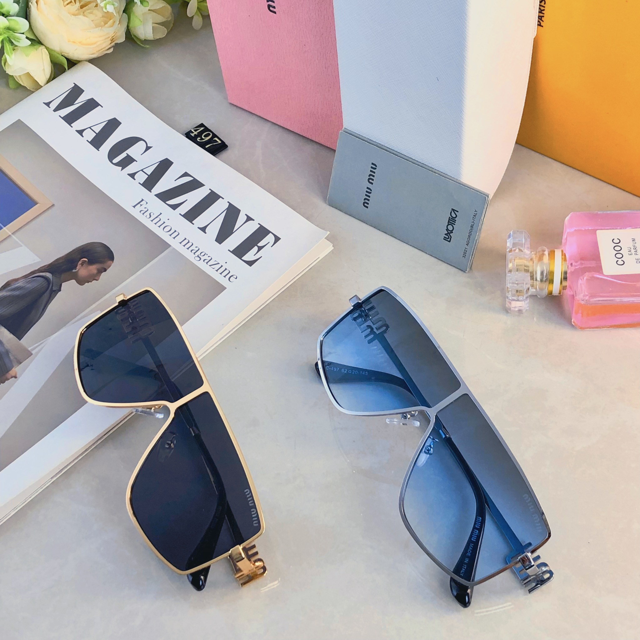 🔥🔥miumi*2026新款法式方框金属墨镜时尚凹造型街拍跨境防紫外线太阳镜