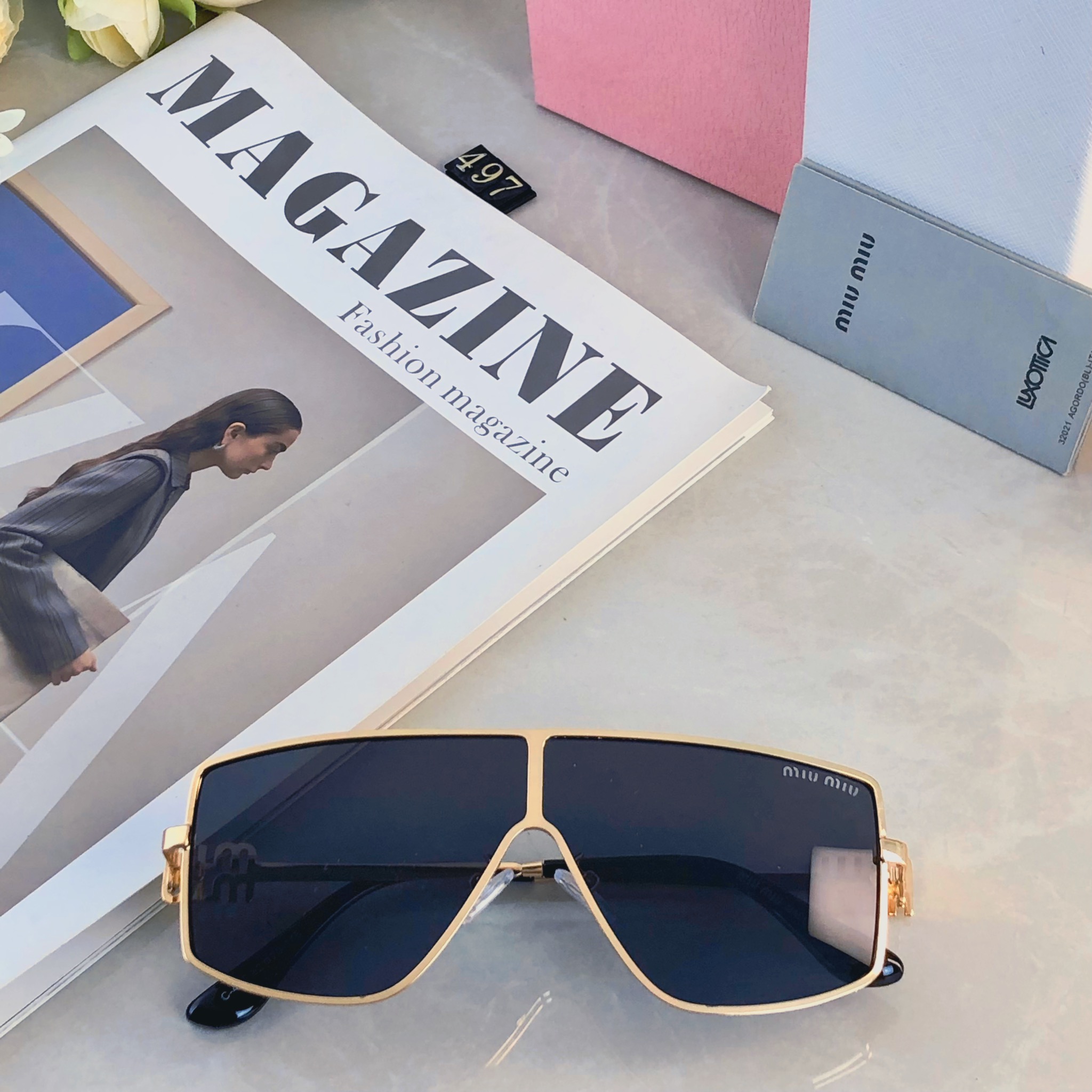 🔥🔥miumi*2026新款法式方框金属墨镜时尚凹造型街拍跨境防紫外线太阳镜